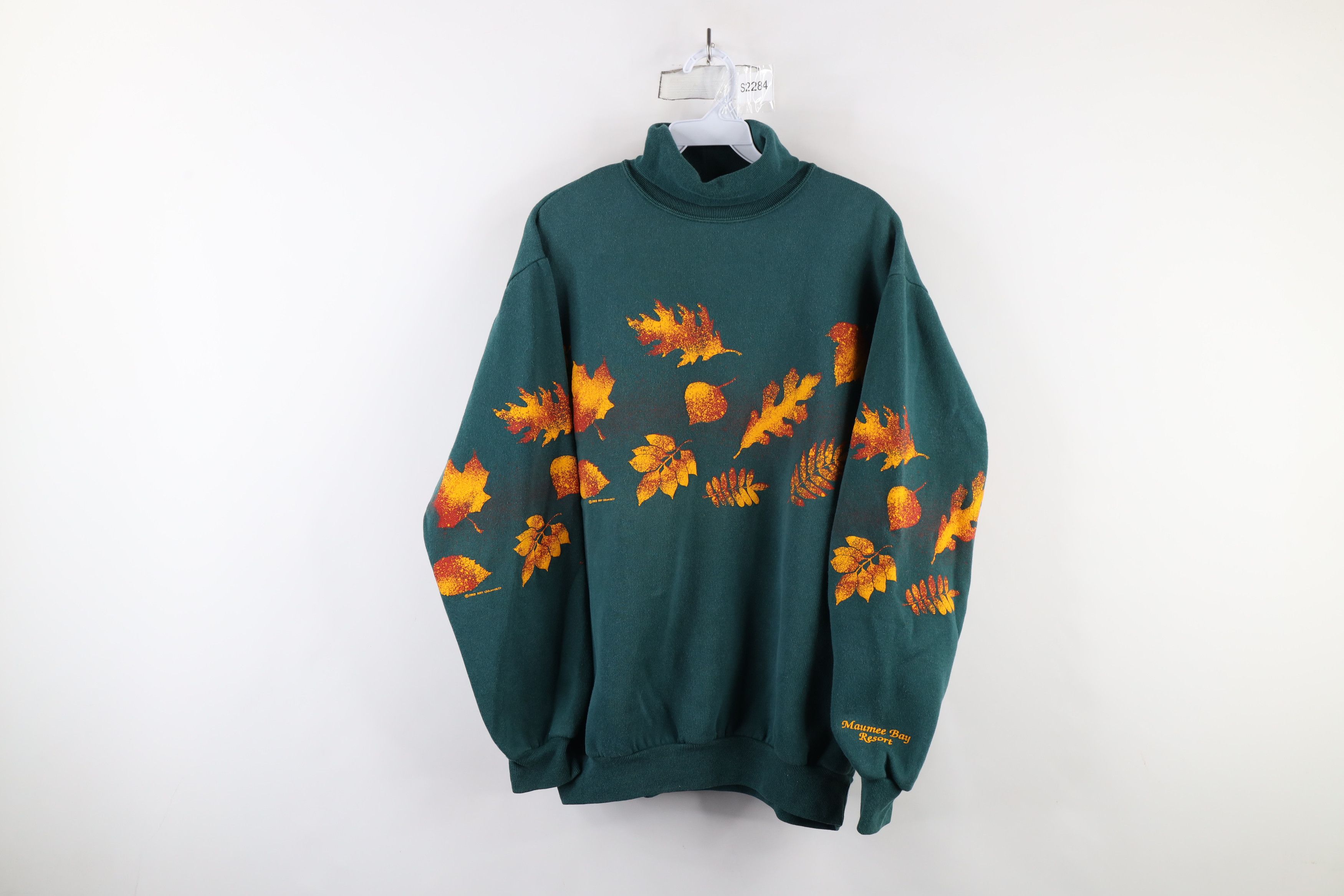 Vintage Vintage 90s Streetwear Over Print Turtleneck Sweatshirt USA Size L / US 10 / IT 46 - 1 Thumbnail