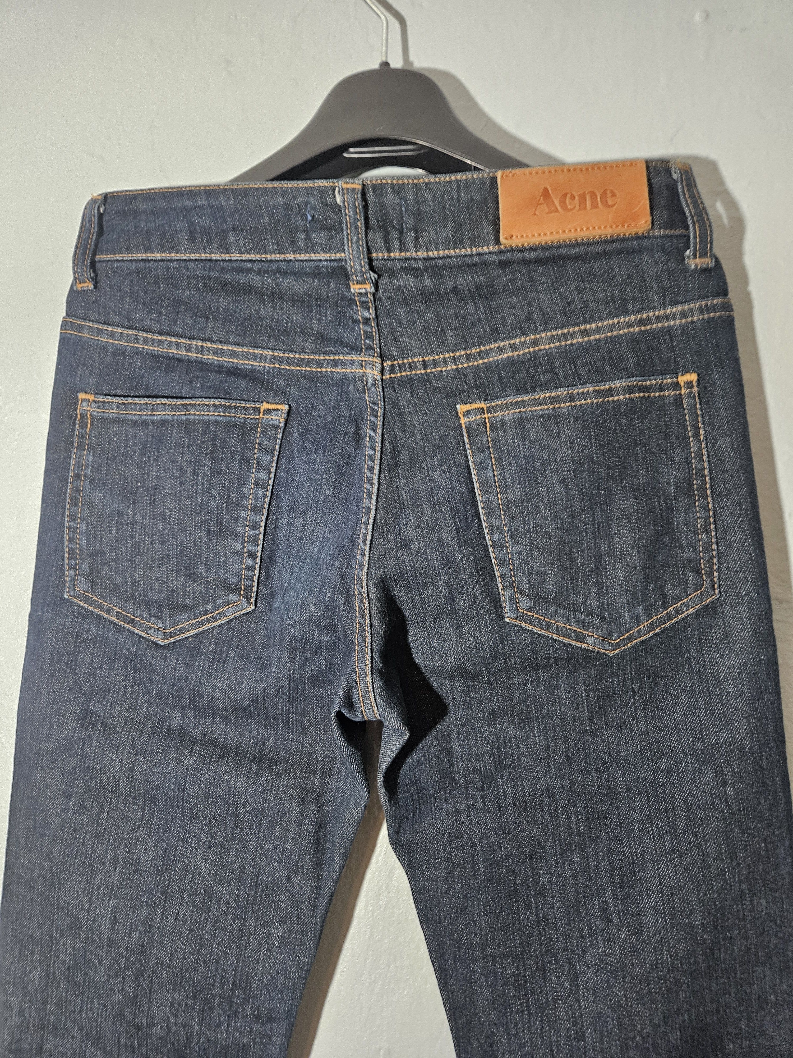 Acne Studios Hex DC Blue Raw Style Leather Back Patch Denim Jeans Size US 29 - 2 Thumbnail