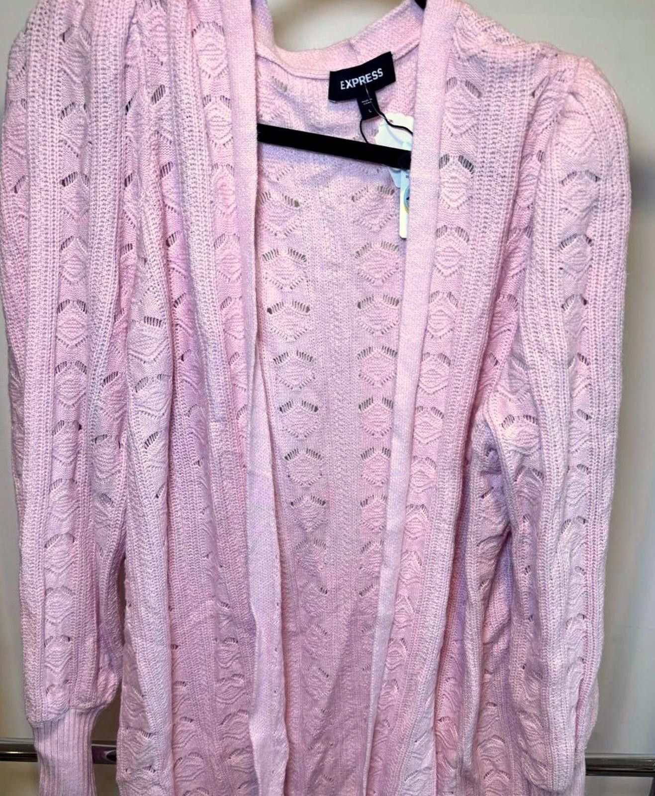 Express Express Chunky Knit Cardigan - Light Pink Size L / US 10 / IT 46 - 1 Thumbnail