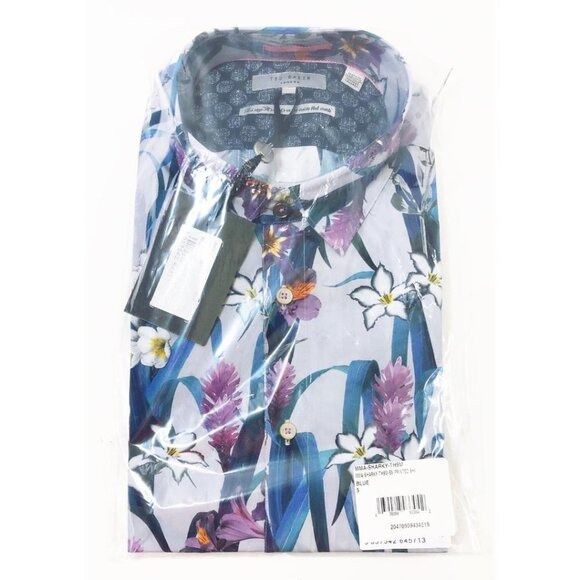 Ted Baker Ted Baker London Mens Blue Hawaiian Short Sleeve Button Up S Size US XL / EU 56 / 4 - 3 Thumbnail