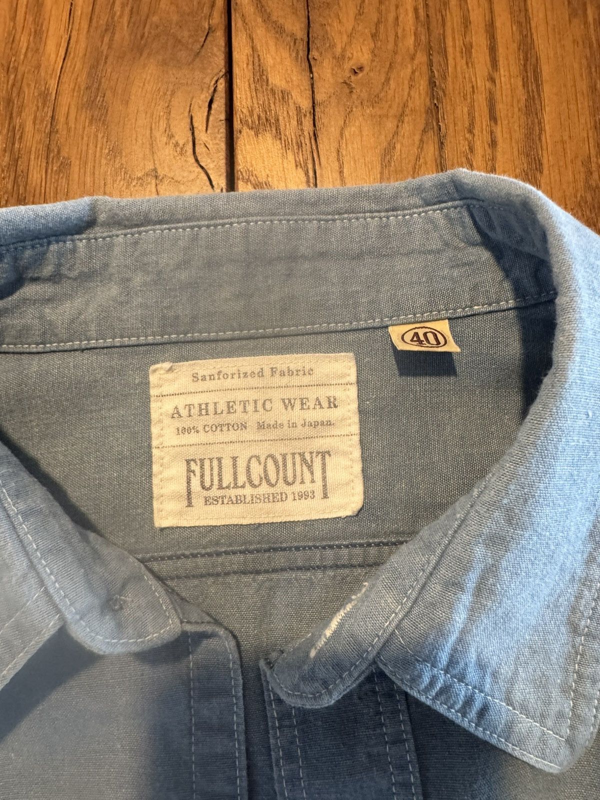 Full Count & Co. Fullcount 4810 basic chambray shirt - blue - size 40 Size US L / EU 52-54 / 3 - 3 Thumbnail