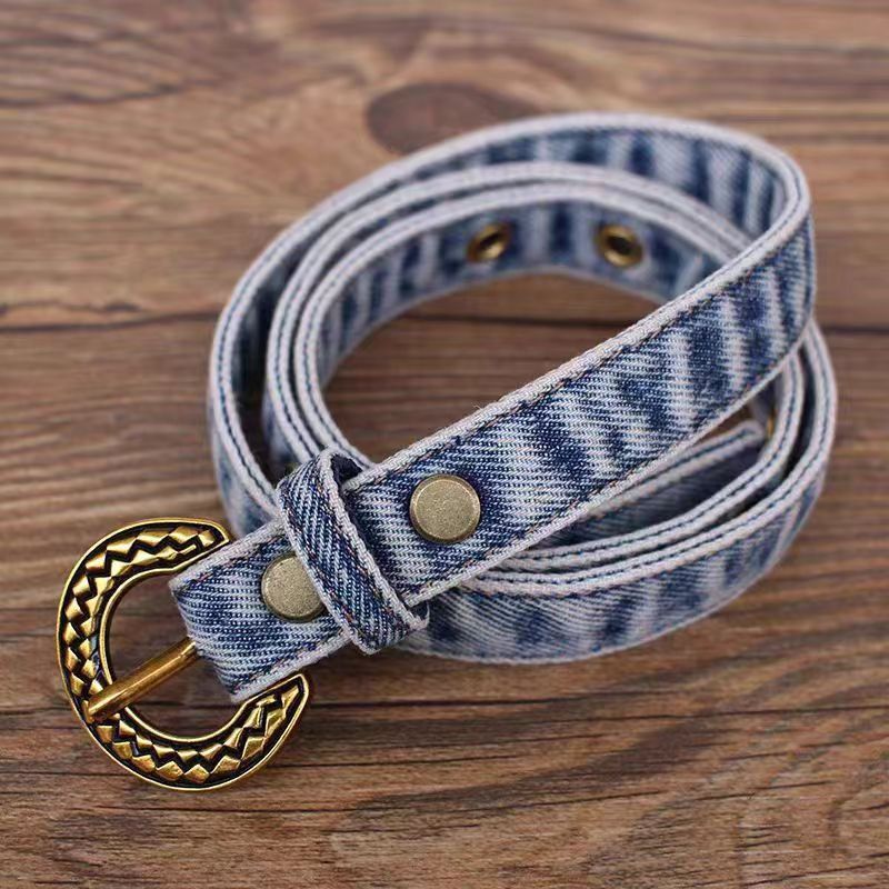 Japanese Brand × Vintage Street pin buckle snake design vintage denim belt 43in Size ONE SIZE - 2 Thumbnail