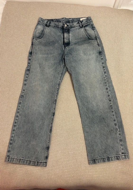 Mfpen Mfpen Blue Striped Straight Leg Jeans 34W Large Fit Denim Size US 34 / EU 50 - 2 Thumbnail