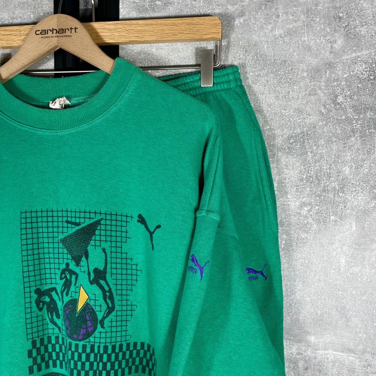 PUMA 80s VINTAGE TRACKSUIT SWEATSUIT SET PANTS CREWNECK HYPE