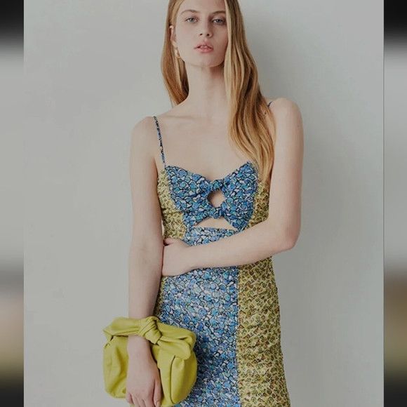 Other Ipekyol Flower Print Strappy Mini Dress Yellow Blue - Size 6 Size S / US 4 / IT 40 - 1 Thumbnail