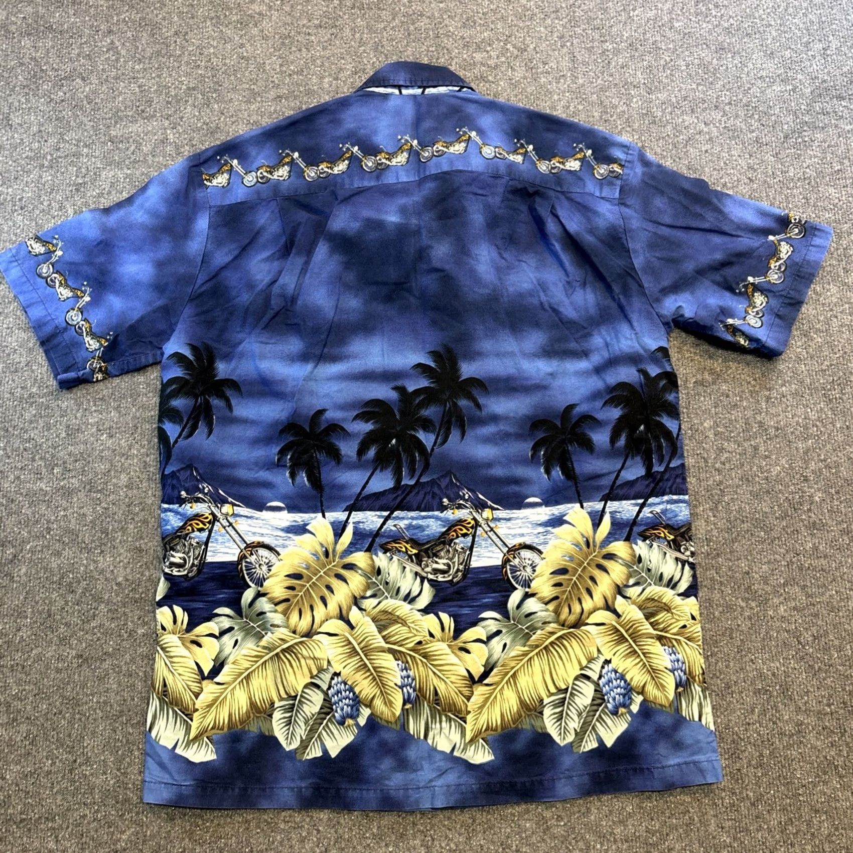 Vintage VINTAGE Legend Hawaiian Shirt Men’s Large Blue Floral Motorcycle Aloha Shirt Short Sleeve Button-Up Casual Beach Tropical adm Size US L / EU 52-54 / 3 - 7 Thumbnail
