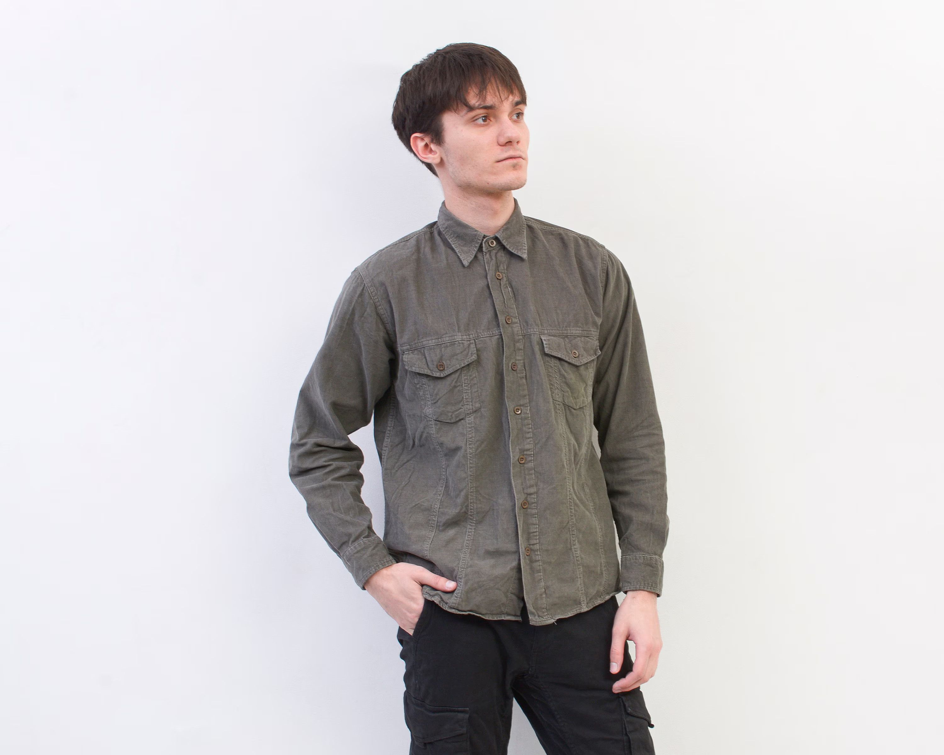 Other × Vintage WATSON'S Men M Casual Shirt Corduroy Cotton Cord Retro Size US M / EU 48-50 / 2 - 3 Thumbnail