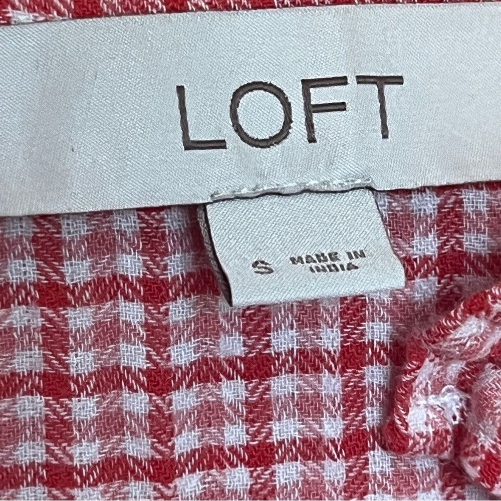 Loft Loft Petite Plaid Ruffle Shirt Red White Small Size S / US 4 / IT 40 - 6 Thumbnail
