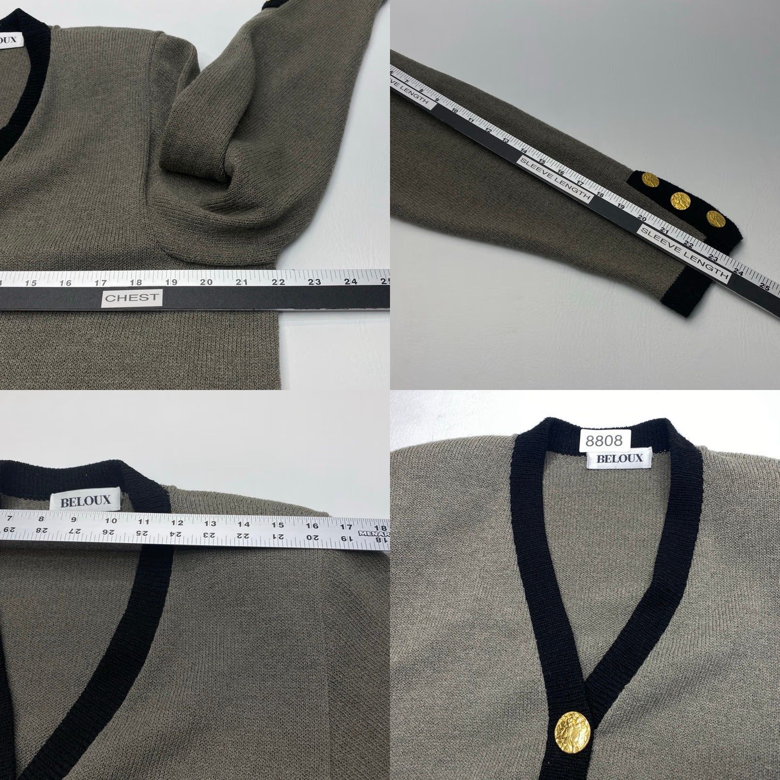 Vintage VINTAGE Beloux Cardigan Sweater Womens XL Gray Black Gold Buttons Shoulder Pads Holiday Fall Winter Spring Casual Womens Cardigan Size XL / US 12-14 / IT 48-50 - 8 Thumbnail