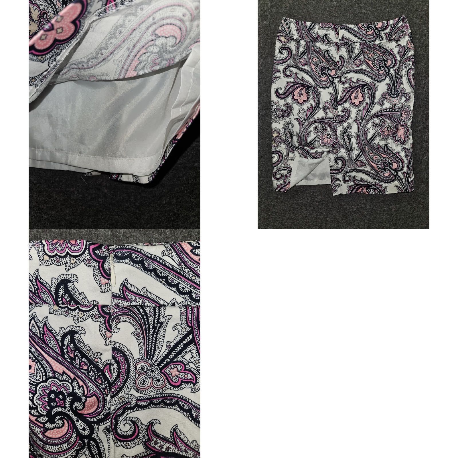 Ann Taylor Ann Taylor Skirt Womens 2P Petite Multicolor Paisley Stretch Lined Career Pencil 19in Waist 14in Zip Size 26" / US 2 / IT 38 - 8 Thumbnail