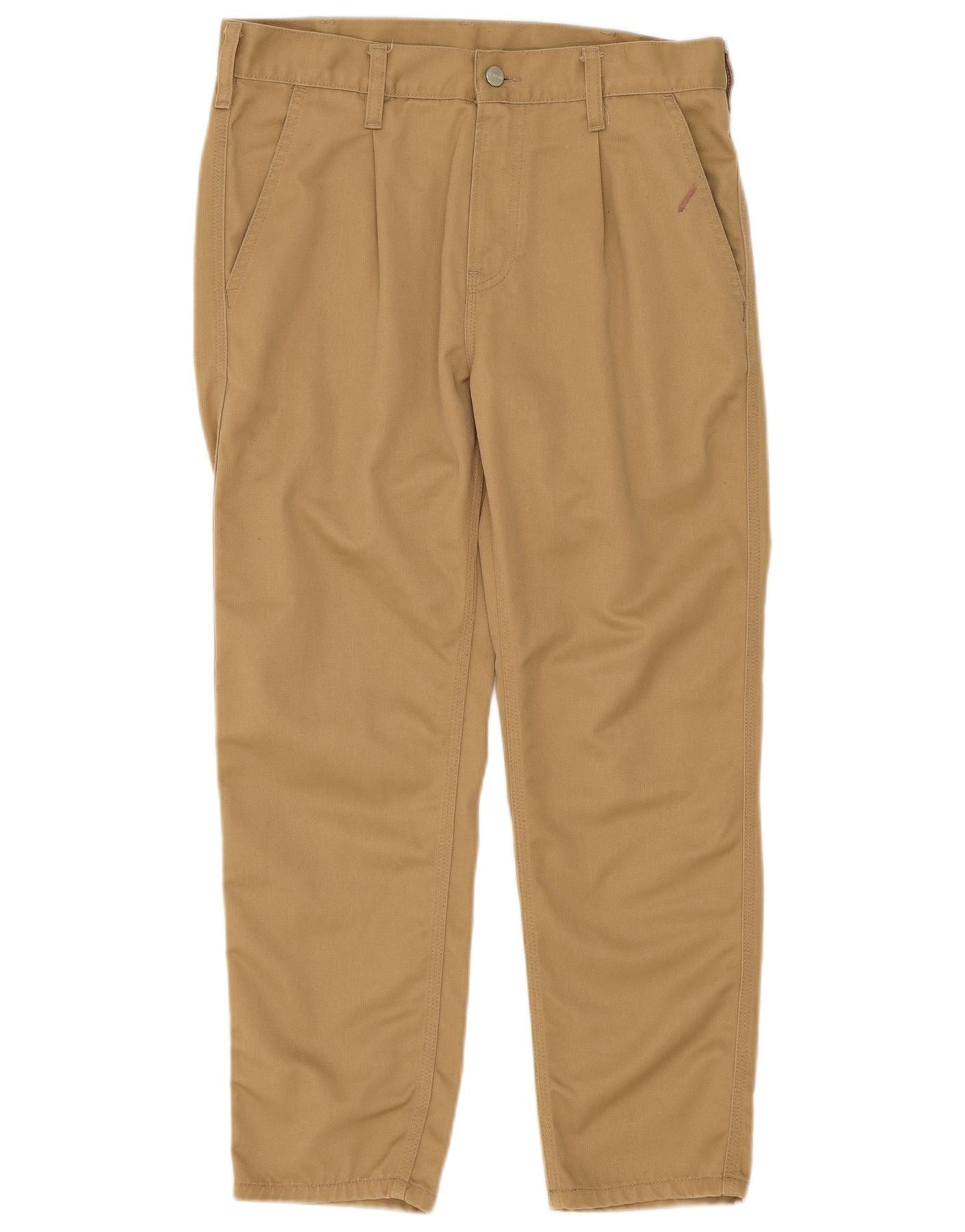 Carhartt Mens Pegged Chino Trousers W30 L27 Beige Polyester Size US 30 / EU 46 - 1 Thumbnail