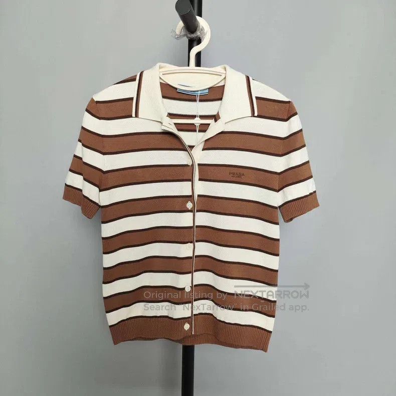 Prada Prada Cotton sweater with short sleeves Size US XXS / EU 40 - 1 Thumbnail