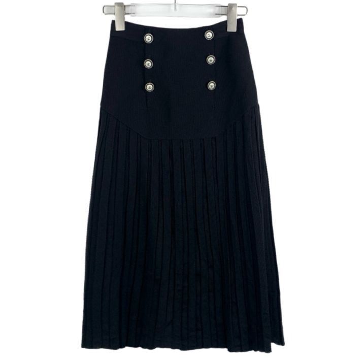 Chanel Chanel Black Knit Midi Skirt With Pleated Details & Decorati Size 34" / US 12 / IT 48 - 1 Thumbnail