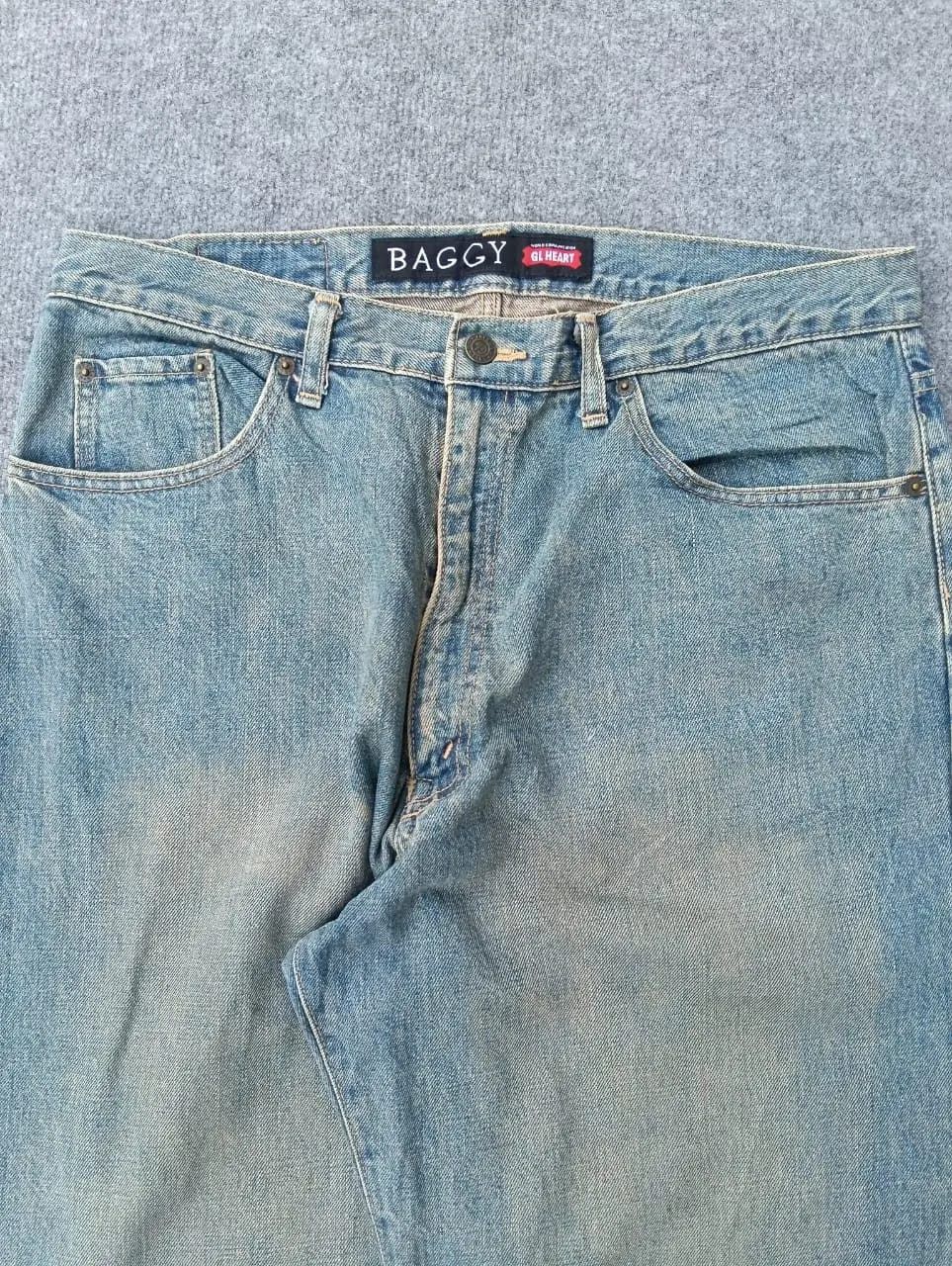 Big John GL Heart Baggy Jeans designed Georgia Love Wide Leg Denim. Size US 34 / EU 50 - 1 Thumbnail