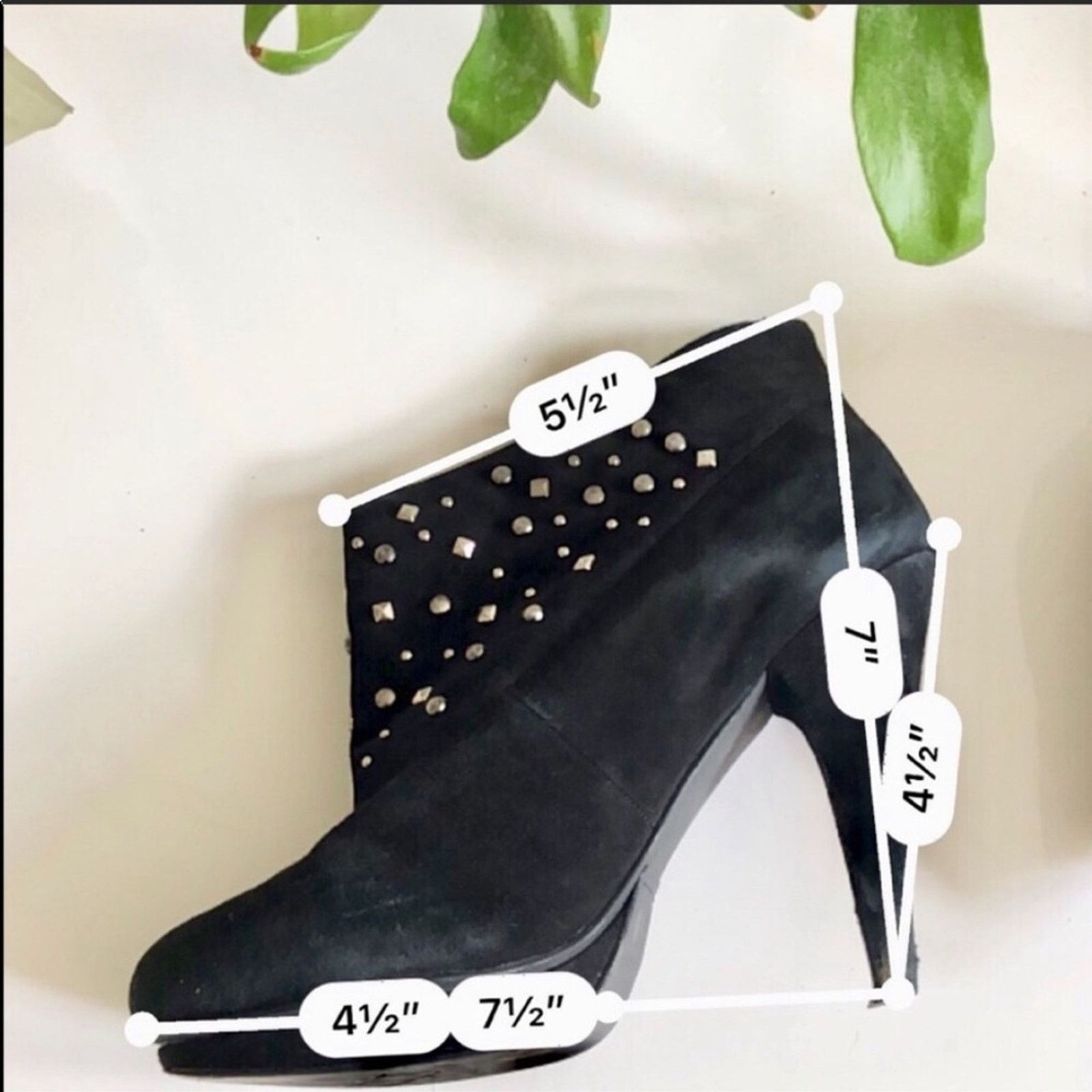 Bcbgmaxazria BCBG Black Suede Silver Stud Studded Boot Booties Heels Size US 9 / IT 39 - 2 Thumbnail