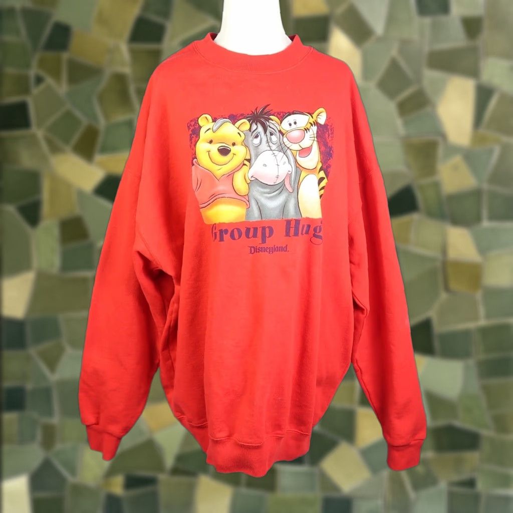 Disney VINTAGE Winnie the Pooh Eeyore Tigger Group Hug Red Sweatshirt XL Womens Crew Neck Pullover 90s Cartoon Disney Disney Pooh Eeyore Group Hug Sweatshirt Size XL / US 12-14 / IT 48-50 - 1 Thumbnail