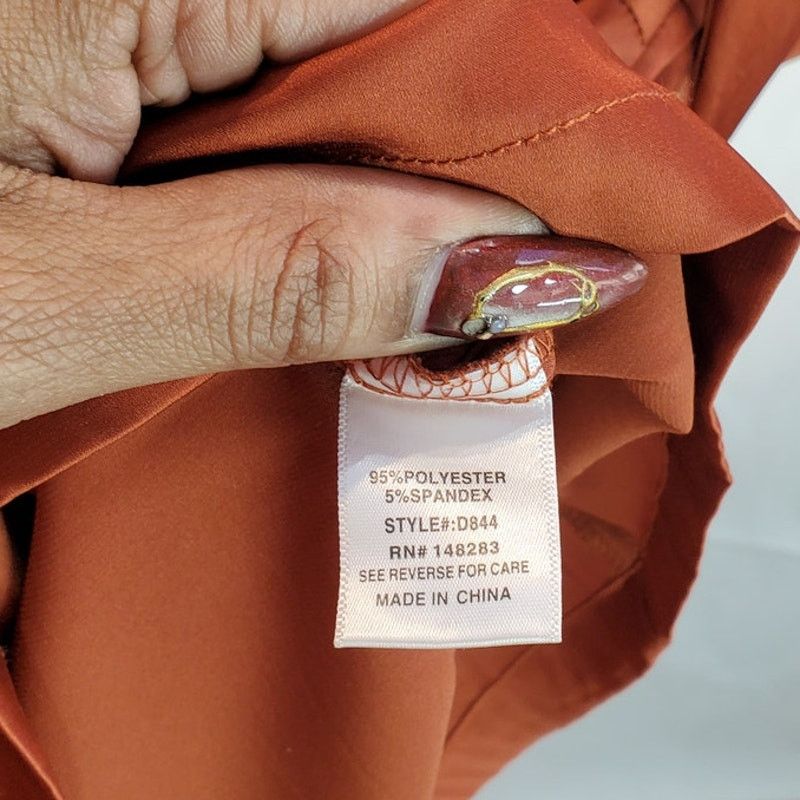 Other Hers & Mine Rust Satin Button Long Sleeve Shirt Dress Size S Size S / US 4 / IT 40 - 6 Thumbnail