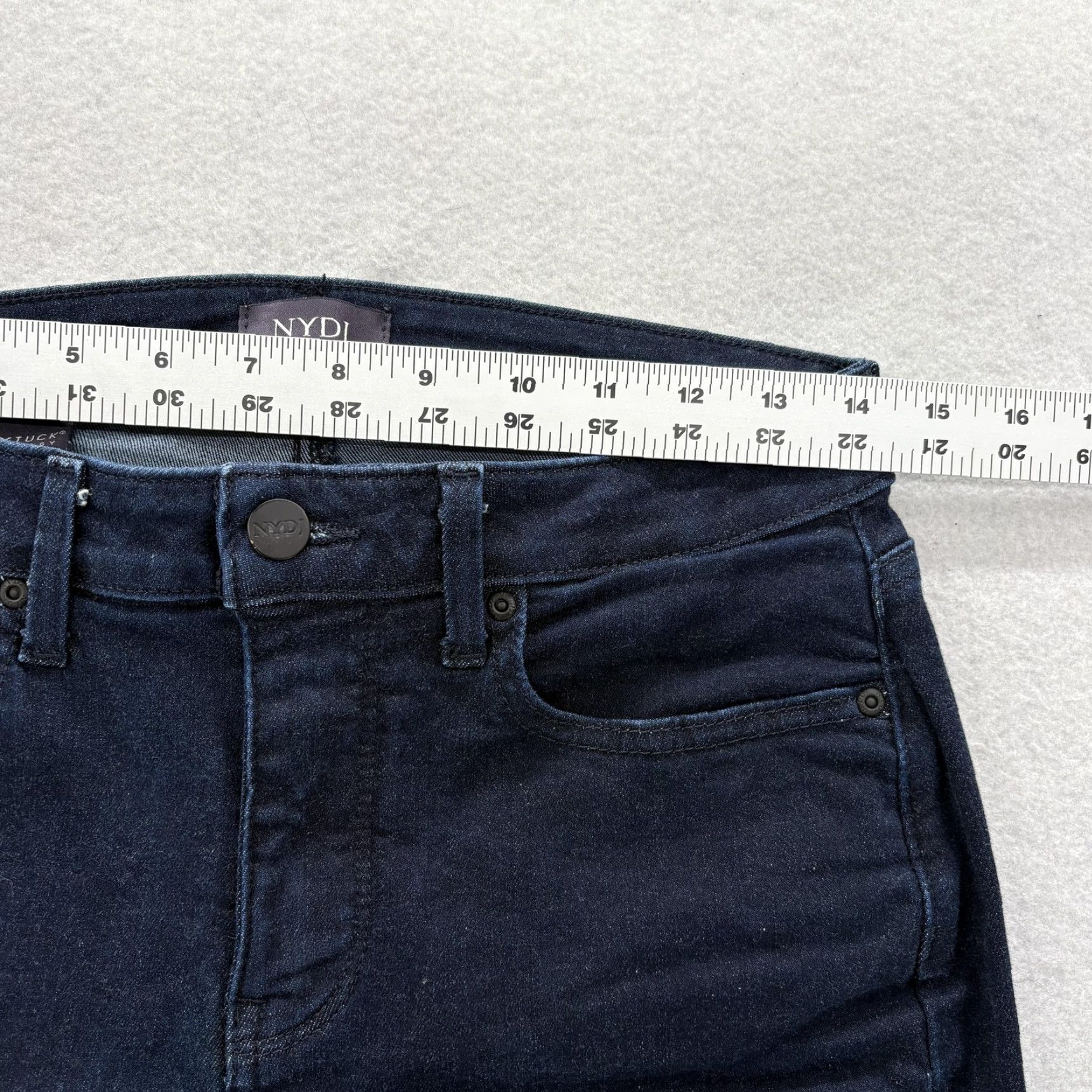 NYDJ NYDJ Barbara Bootcut Jeans Womens 6 Dark Blue Mid Rise Stretch Denim Lift Tuck 5-Pocket Zipper Button Size 28" / US 6 / IT 42 - 6 Thumbnail