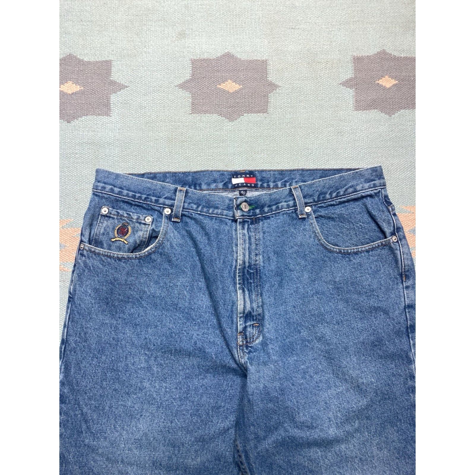 Tommy Hilfiger VINTAGE Tommy Hilfiger Jeans Wide-Leg Hip Hop 38x25 Men Blue 38 25 Inseam Skater Baggy Style Retro Y2K Flag Size US 38 / EU 54 - 6 Thumbnail