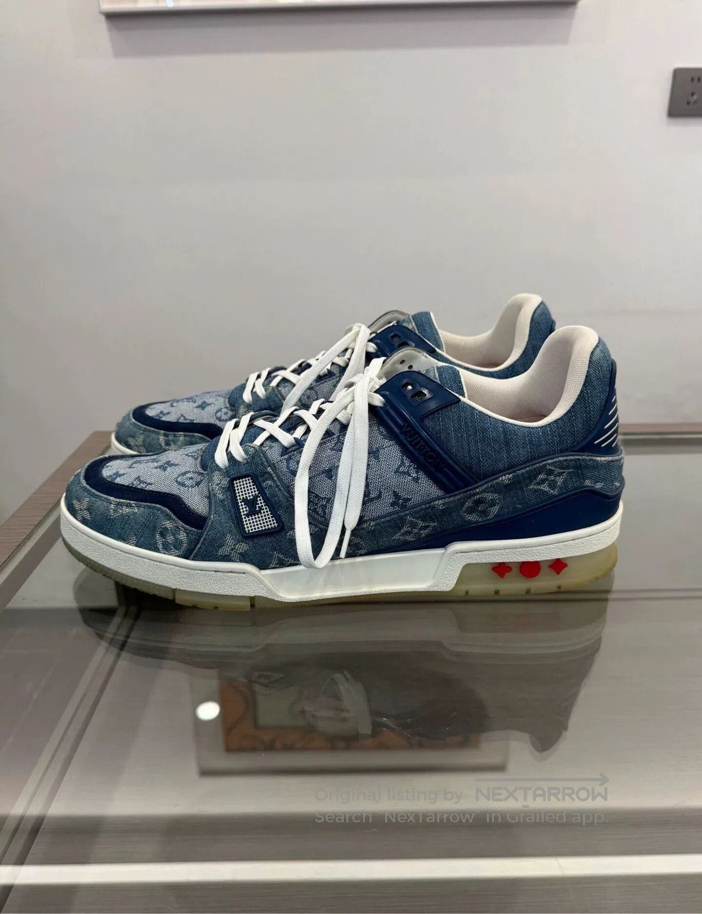 Louis Vuitton Louis Vuitton Blue Denim Monogram Trainer Sneakers. Size US 12 / EU 45 - 4 Thumbnail