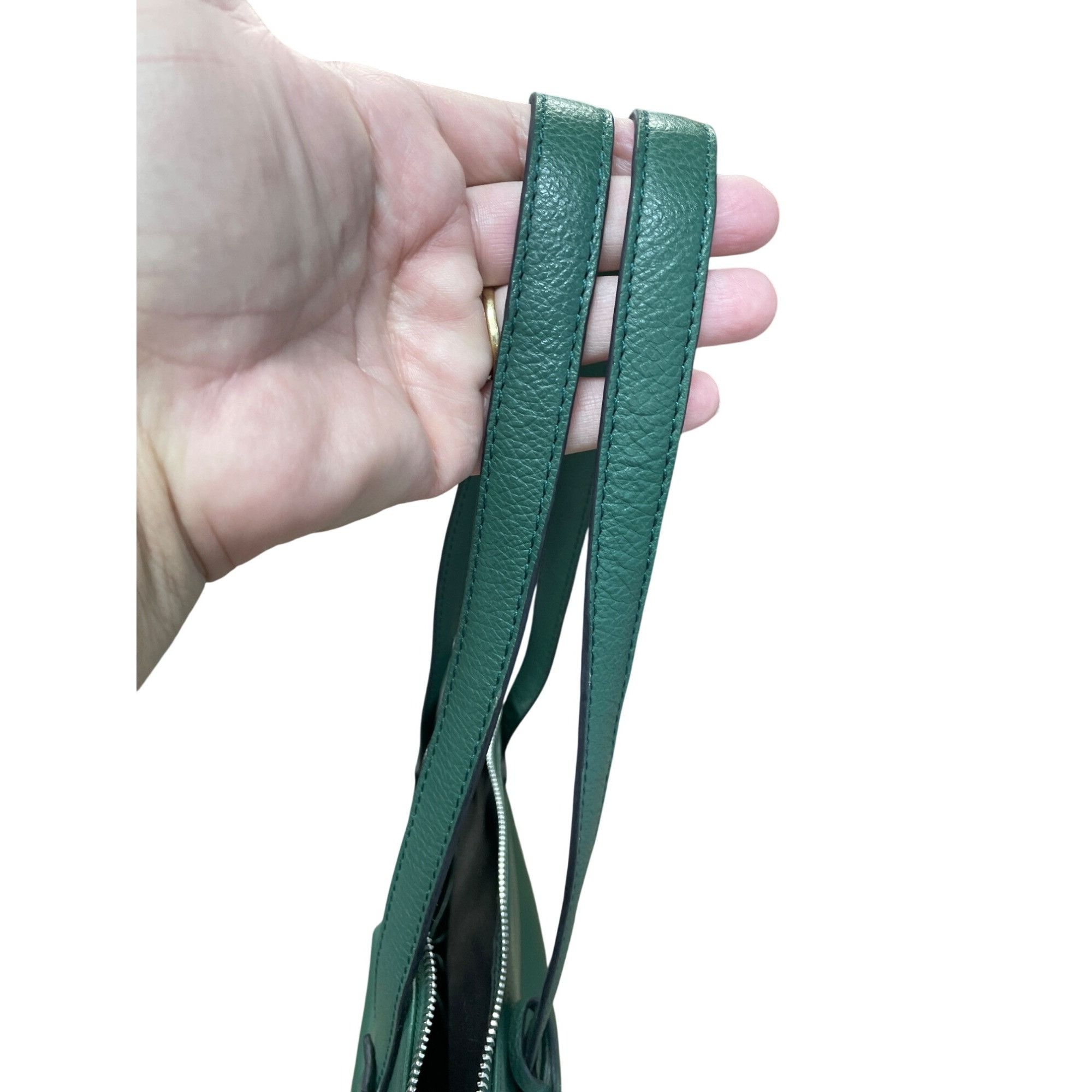 Other Tahari Womans Green Pebbled Leather Tote HandBag Silver Char Size ONE SIZE - 4 Thumbnail