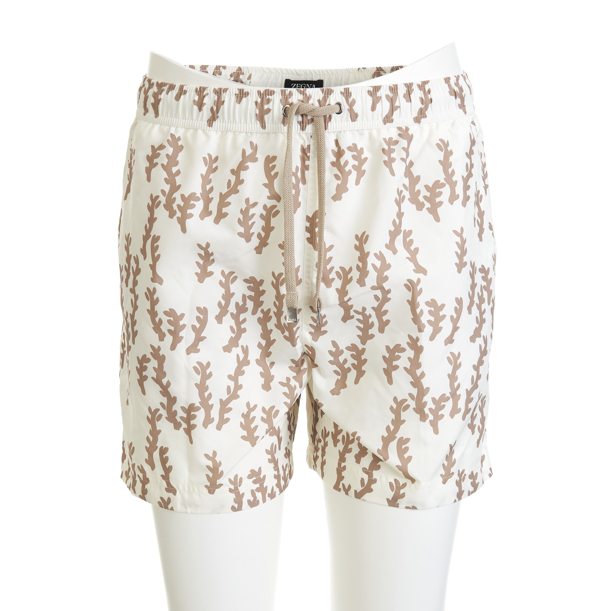 White Beige Oasi Print Swim Trunks Size M