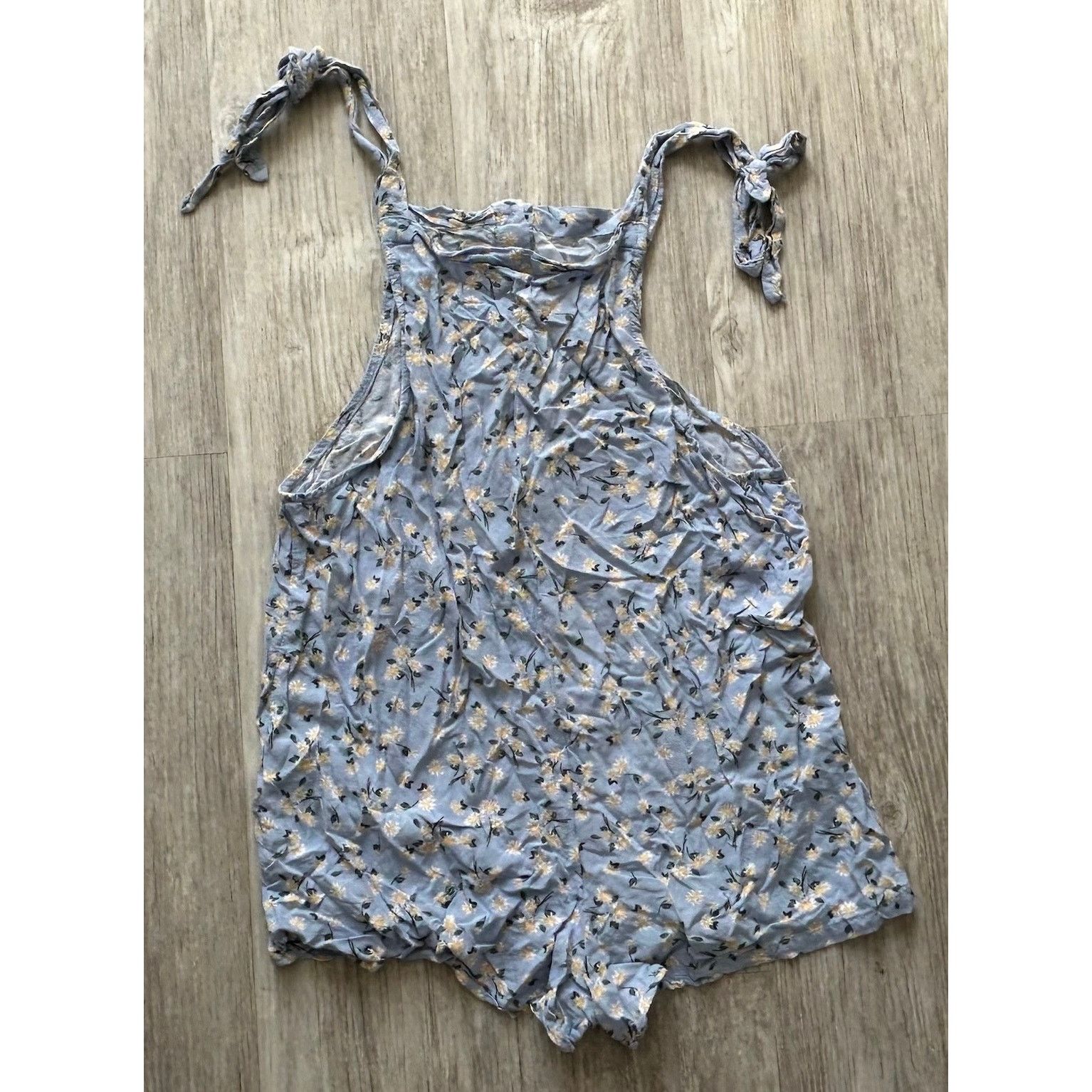 Other Vine & Valley | Blue Floral Button Front Romper | Medium Size 22" - 2 Thumbnail