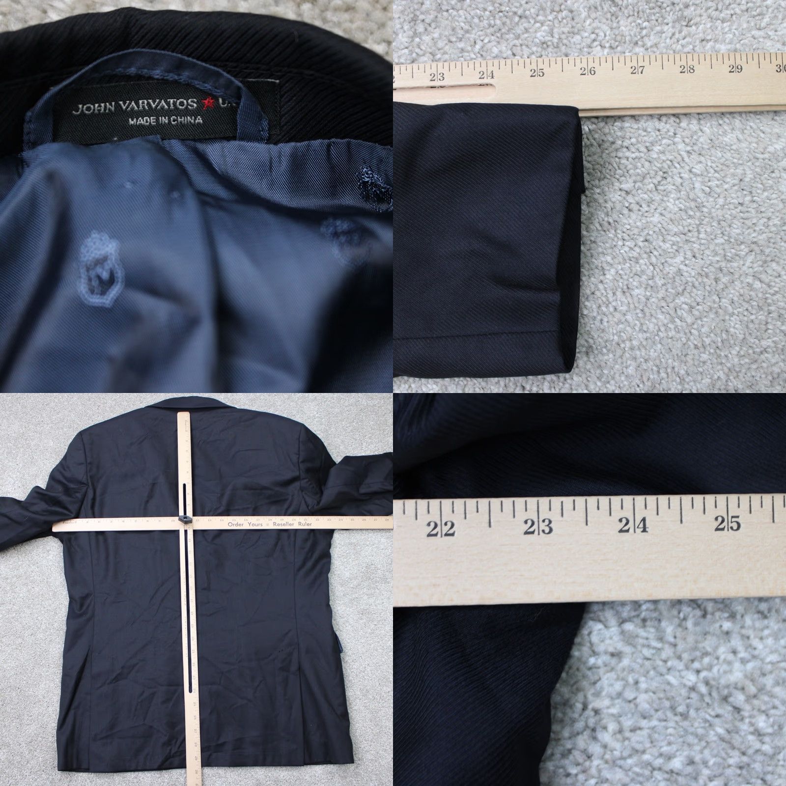 John Varvatos John Varvatos Blazer Mens 44R Black Wool Jacket Casual Business 2 Button Notch Front Single-Breasted 4-Button Sleeve Dry Clean Only Mens Blazer Size 44R - 8 Thumbnail