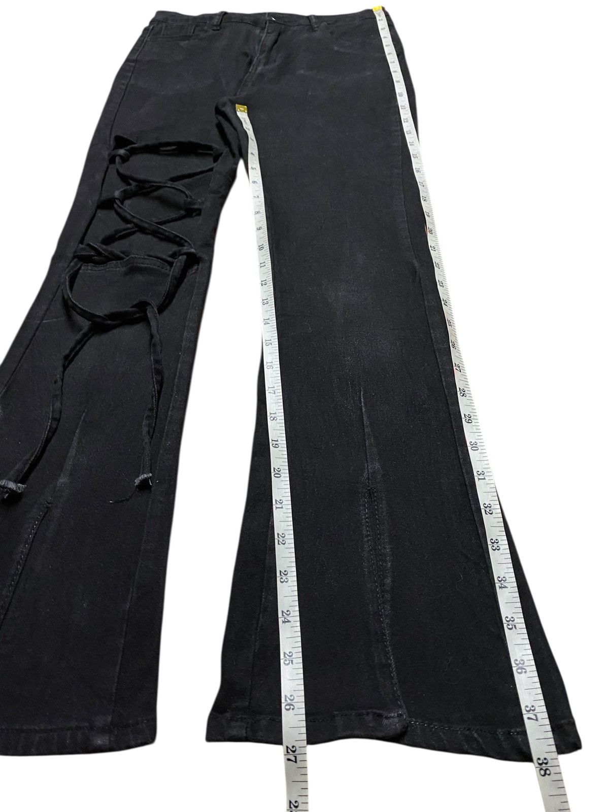 Japanese Brand Vintage Japanese Brand Black Denim lace Up knee Flare Jeans Size US 27 - 13 Thumbnail