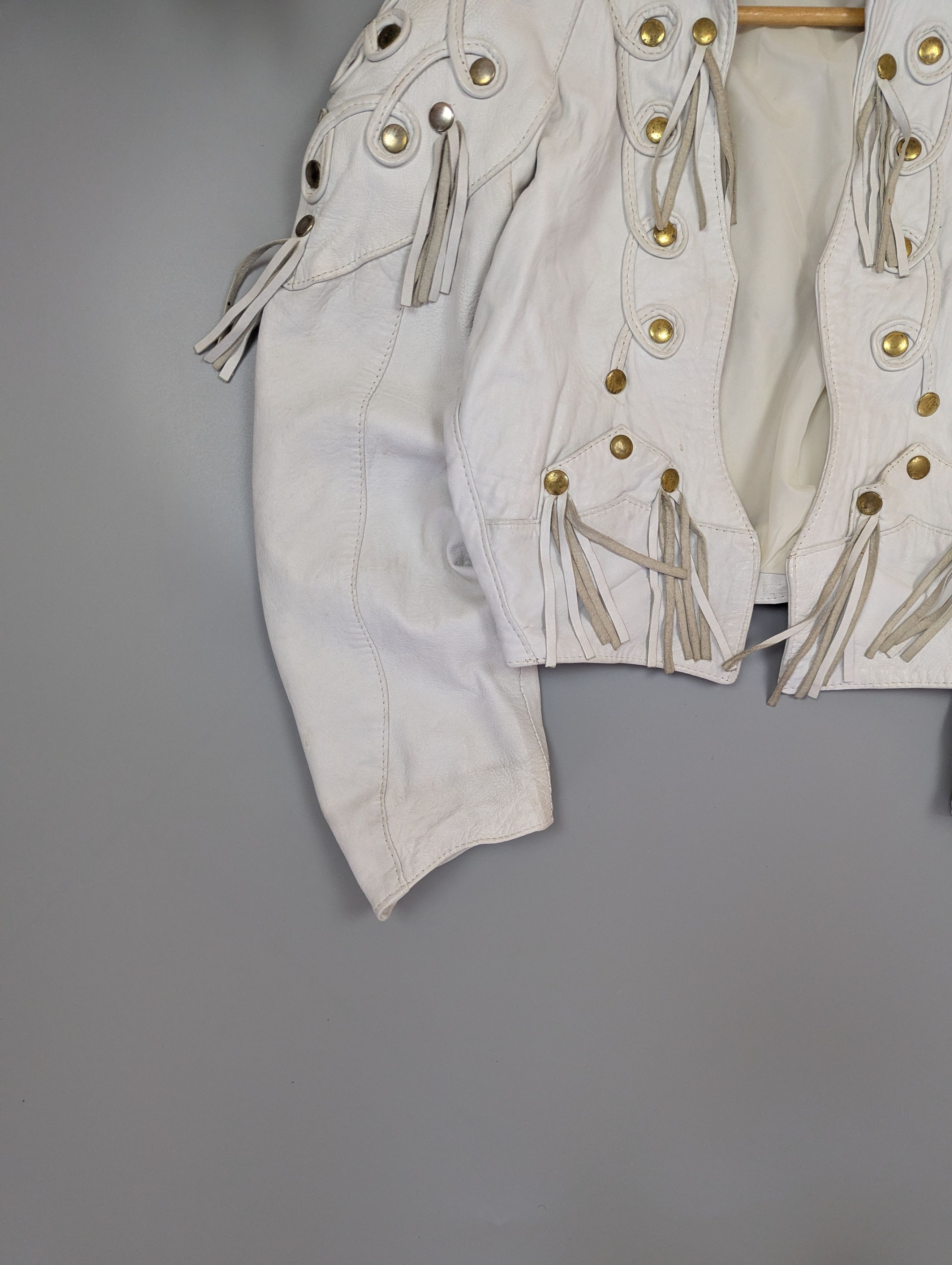 Vintage Vintage 80s White Leather Jacket Bomber Womens Sz M Size M / US 6-8 / IT 42-44 - 6 Thumbnail