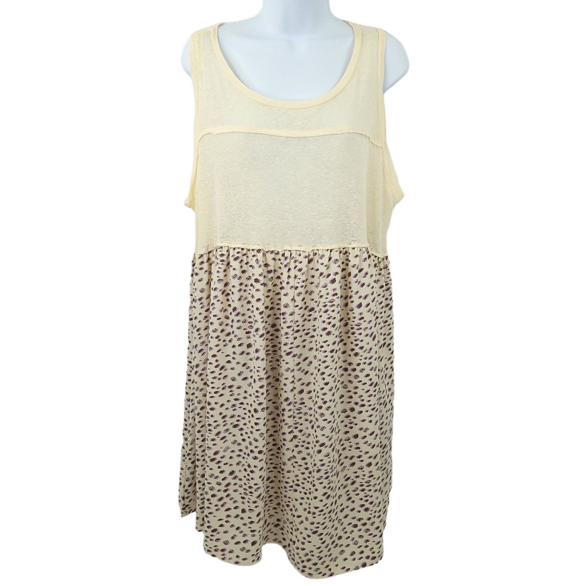 Other Umgee Boho Dress L Cream Sleeveless Leopard Print Animal Mix Size L / US 10 / IT 46 - 1 Thumbnail