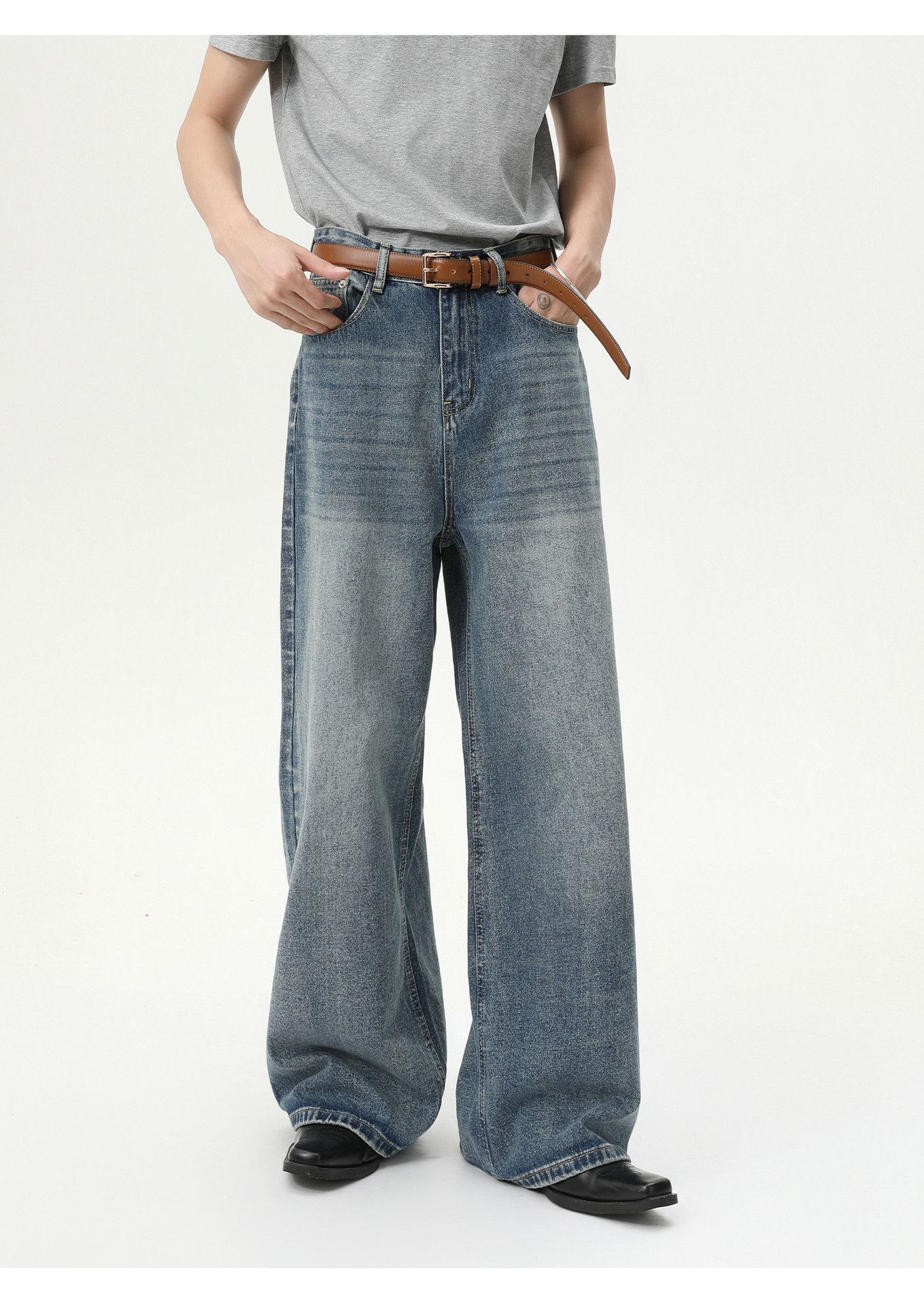 Japanese Brand Men's Japanese Retro Cleanfit Straight Leg Washed Jeans Size US 32 / EU 48 - 3 Thumbnail