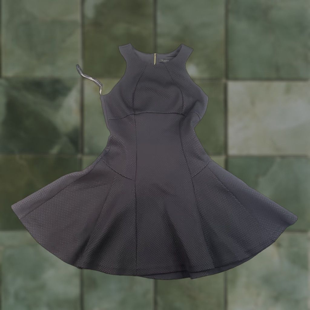 TED BAKER Dress Women Size 2 Black Fit & Flare Sleeveless Lined Short Skater - Womens Dress Black Size 2 Ted Baker