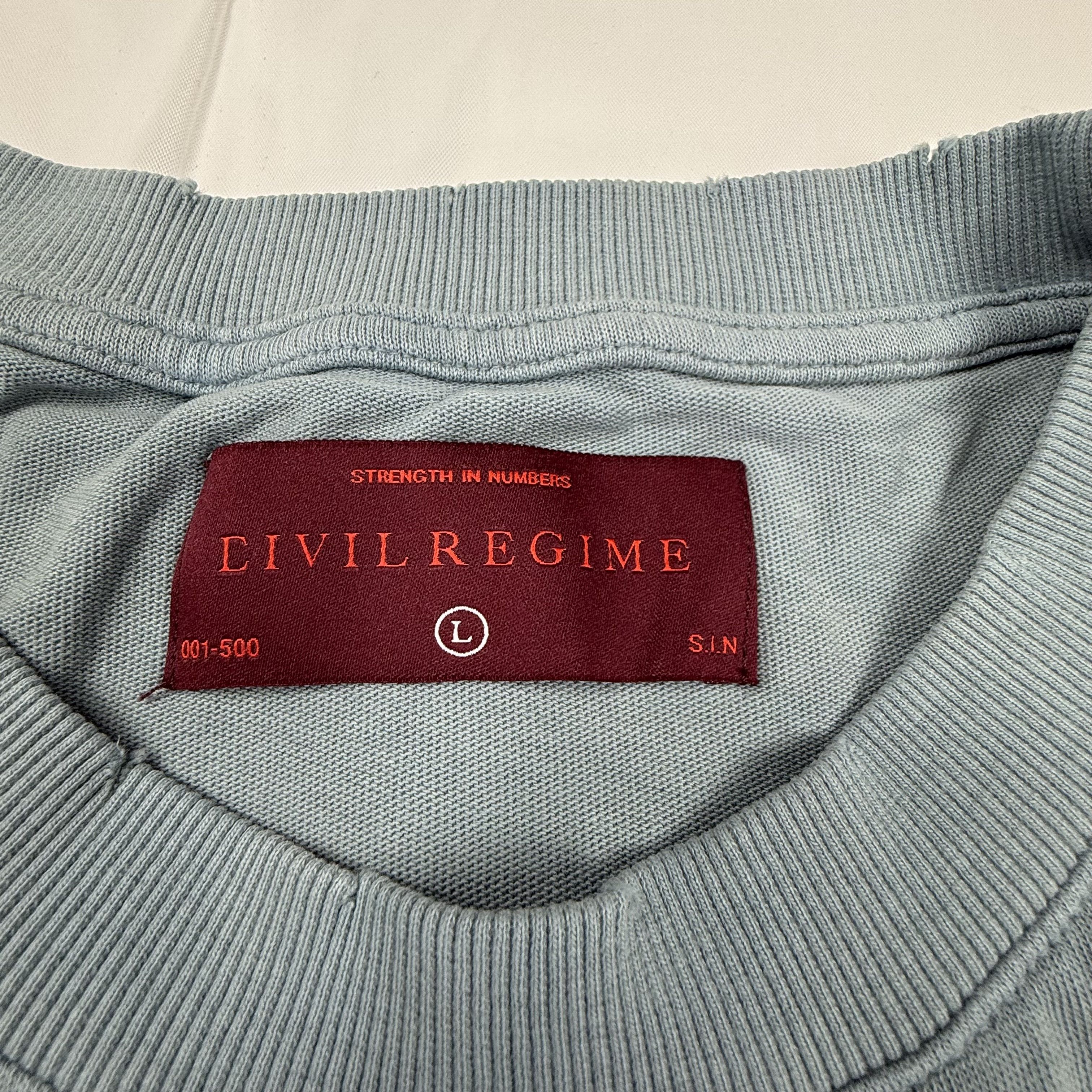 Civil Regime Civil Regime Mens Floral Distressed T-Shirt Blue Grey Rebel Size US L / EU 52-54 / 3 - 6 Thumbnail