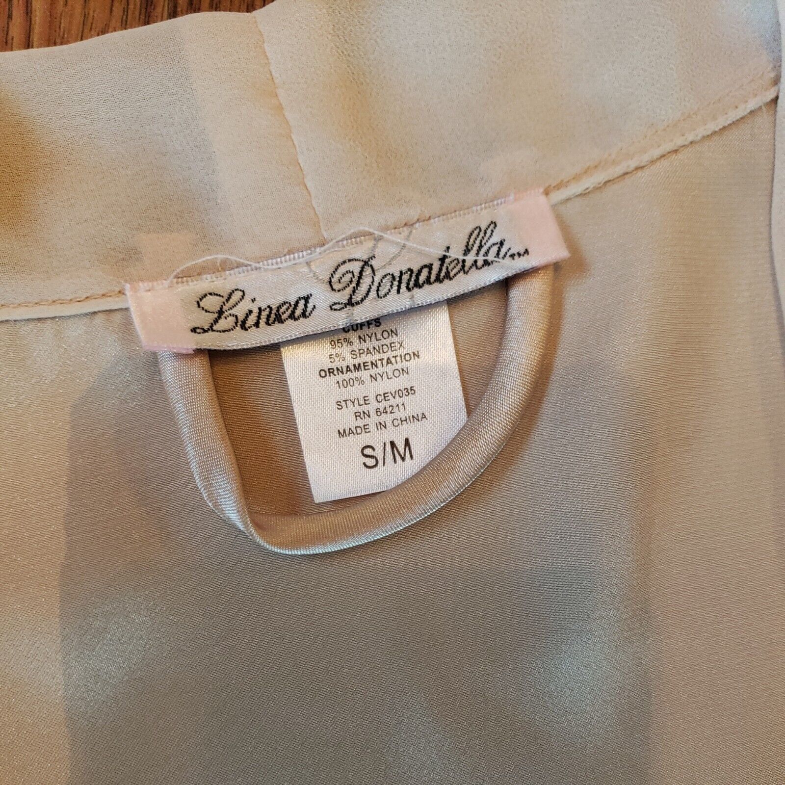 Vintage Champagne Satin Peignoir Set S/M Long Sheer Nightgown Gown V Size ONE SIZE - 8 Thumbnail