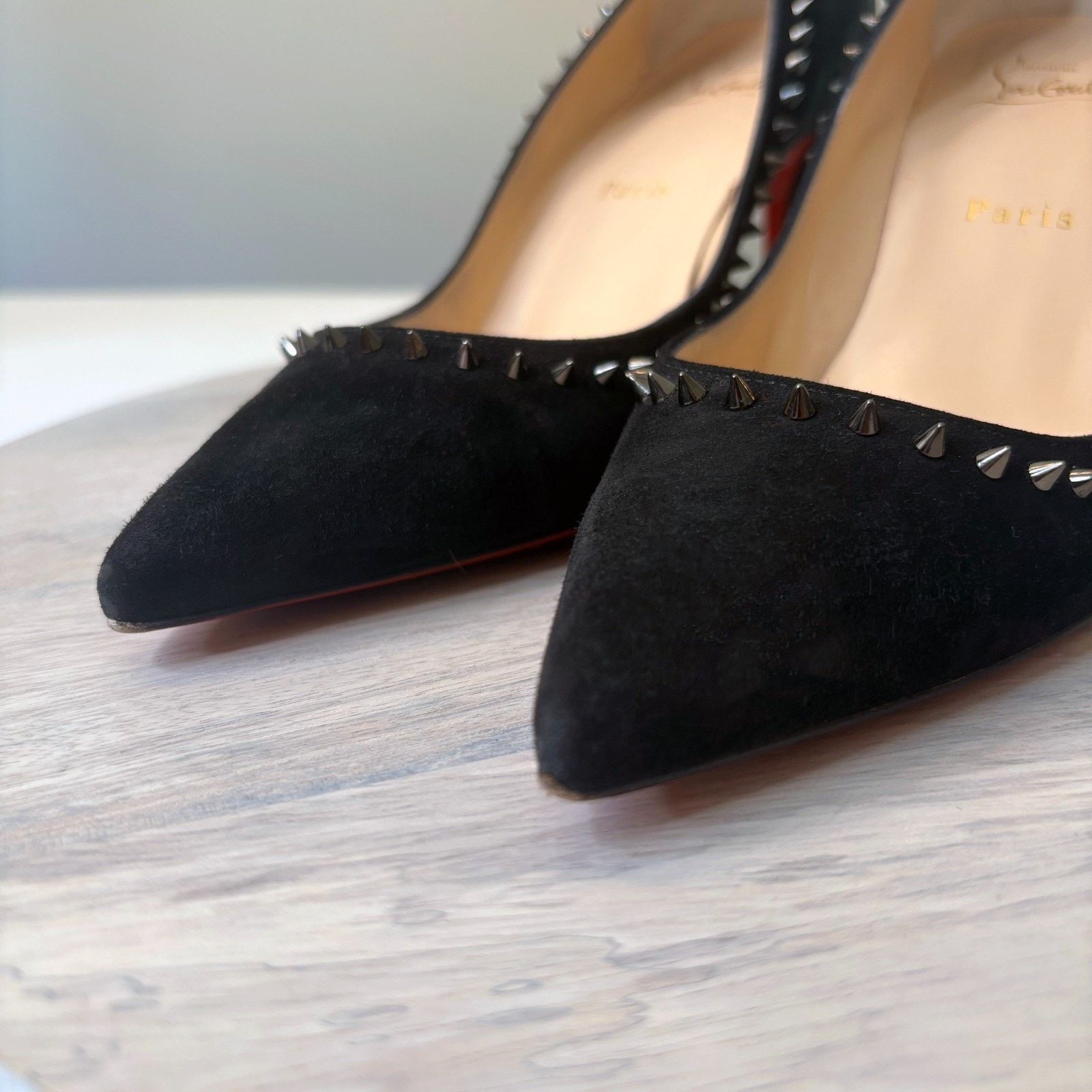 Christian Louboutin Christian Louboutin Follies Black Red Sole Heels Sz 8.5 Size US 8.5 / IT 38.5 - 7 Thumbnail