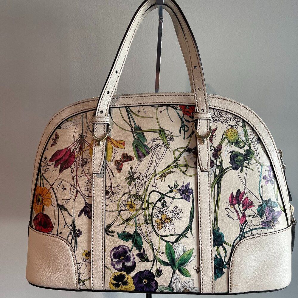 Gucci Flora Calf Leather Top Handle/crossbody Dome Bag - Pr, Women's