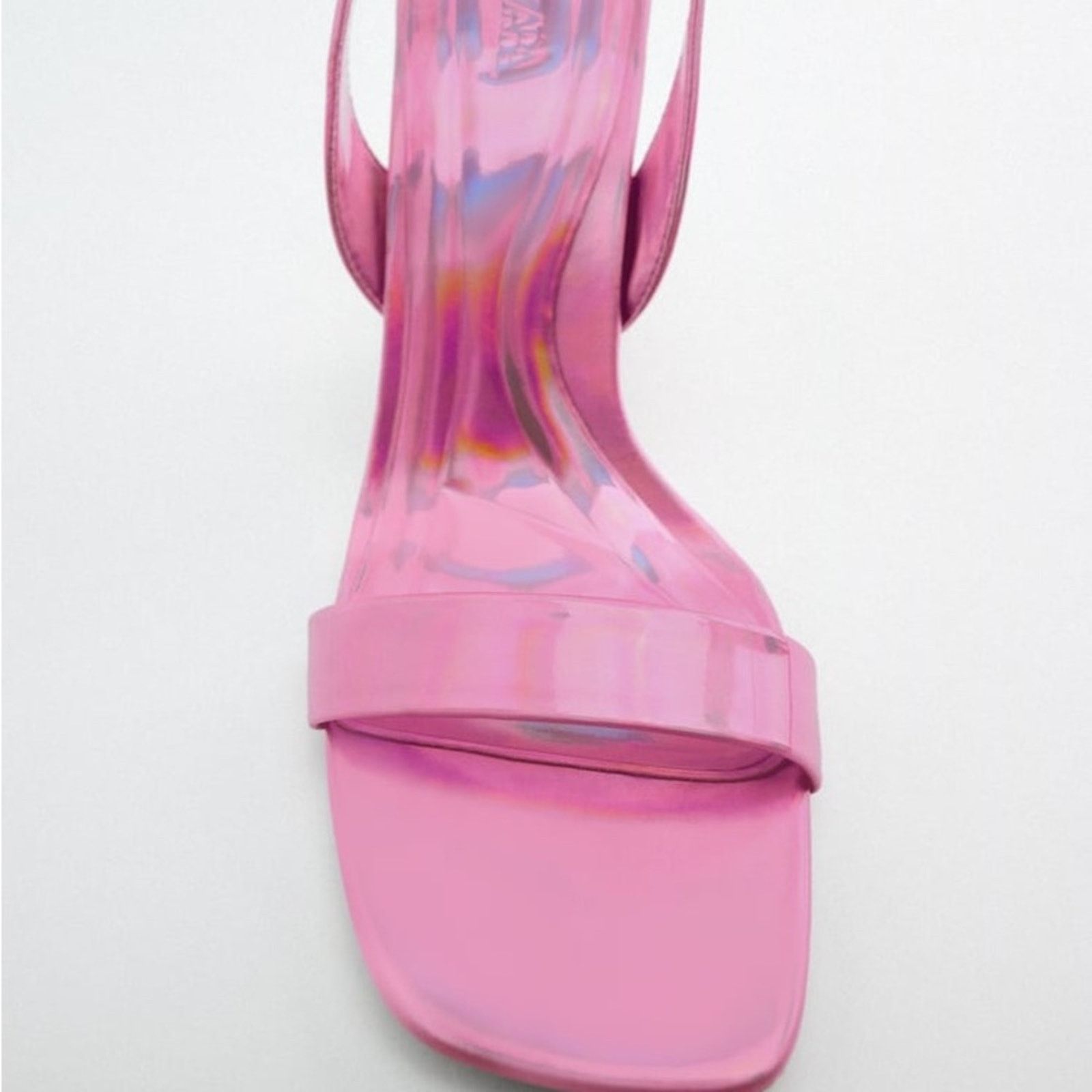 Zara ZARA IRIDESCENT HEELED SANDALS PINK Size US 8 / IT 38 - 4 Thumbnail