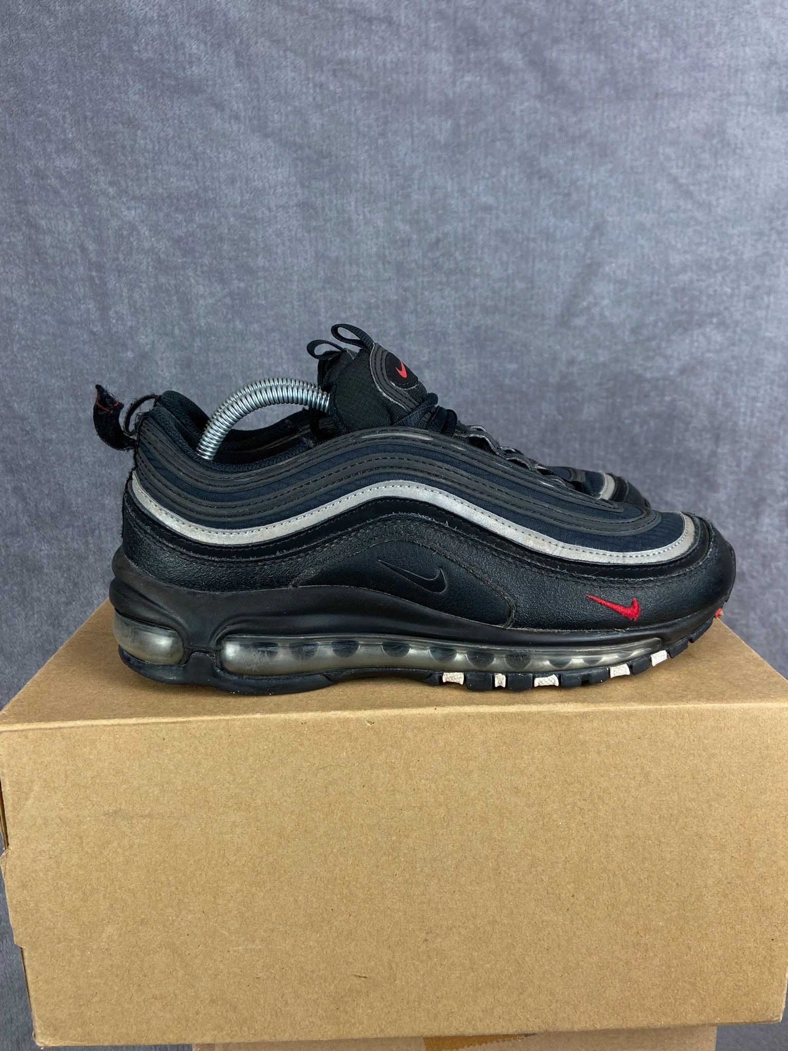 Nike Nike Air Max 97 black sneakers with red swoosh c Size US 6 / EU 39 - 5 Thumbnail