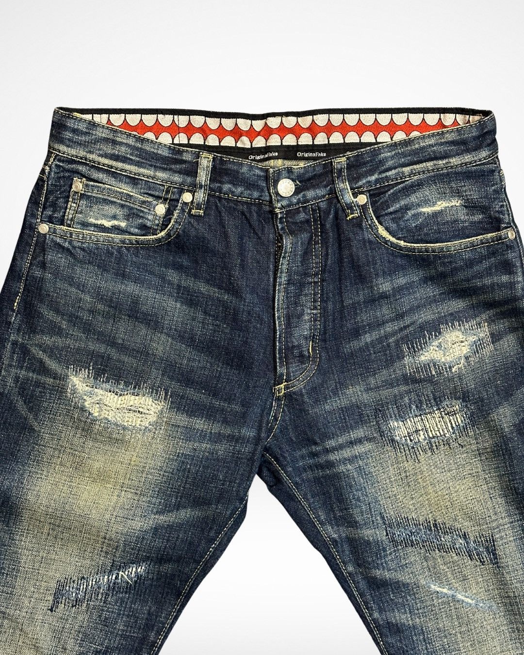 Kaws × Medicom Toy × Original Fake SS11 Straight Leg Reworked Chomper Denim Size US 34 / EU 50 - 2 Thumbnail