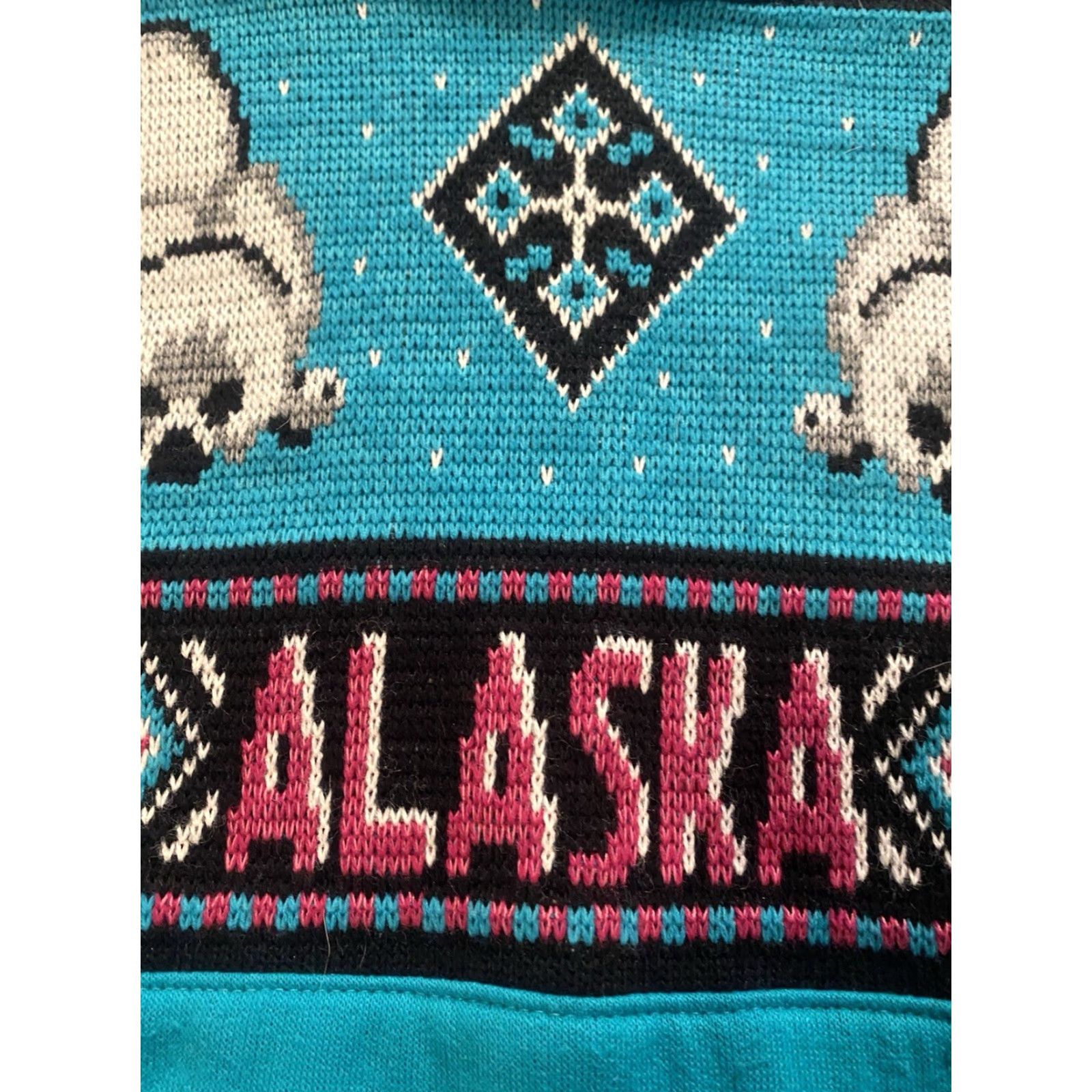 Vintage VINTAGE Heartland Women's Sweater Geometric Aztec Turquoise Raglan Sleeve Mock Neck L Regular Green Pullover 80s 90s Size L / US 10 / IT 46 - 7 Thumbnail