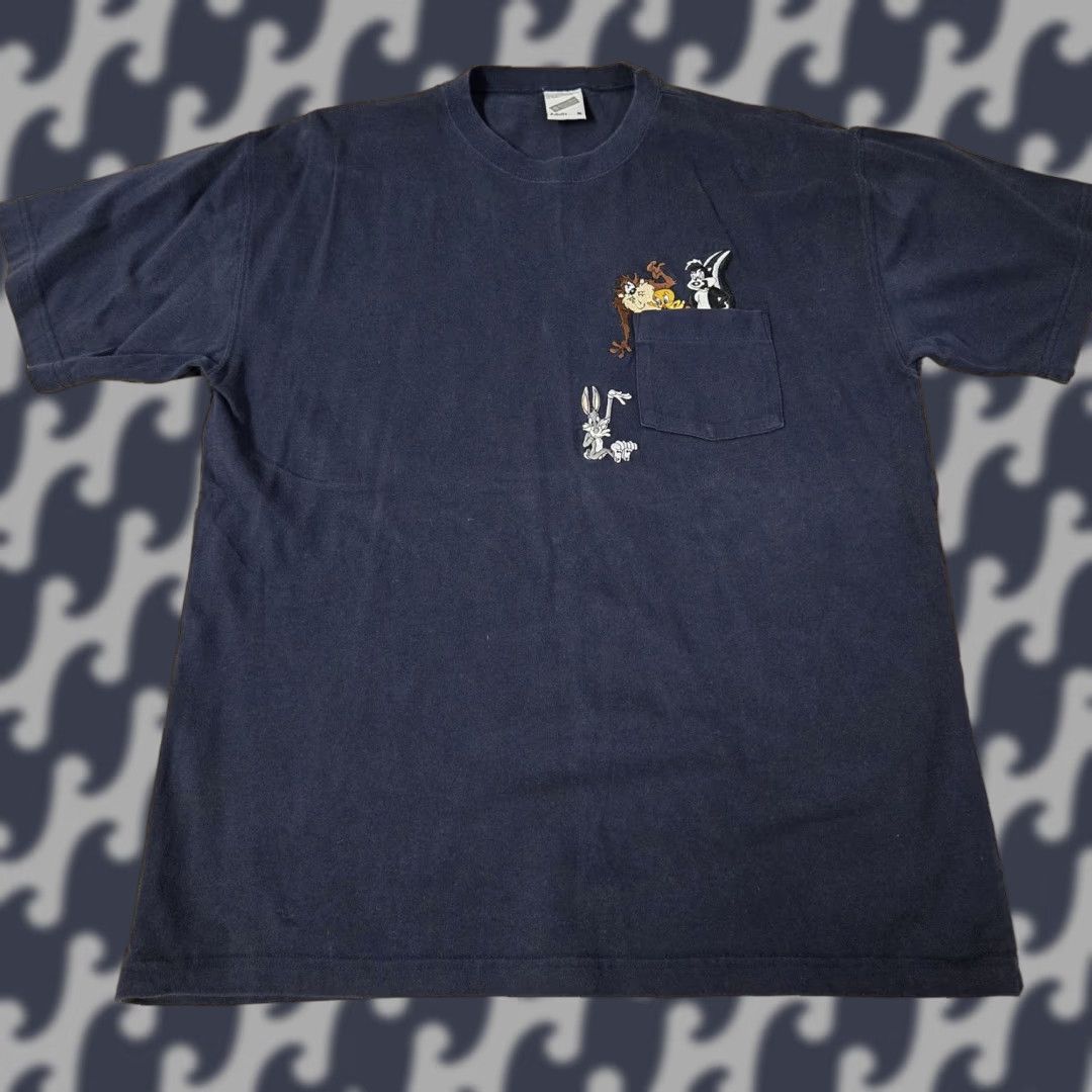 Vintage VINTAGE Looney Tunes Shirt Mens Medium Navy Blue WB Taz Tweety Bugs Bunny 90s Size US M / EU 48-50 / 2 - 1 Thumbnail
