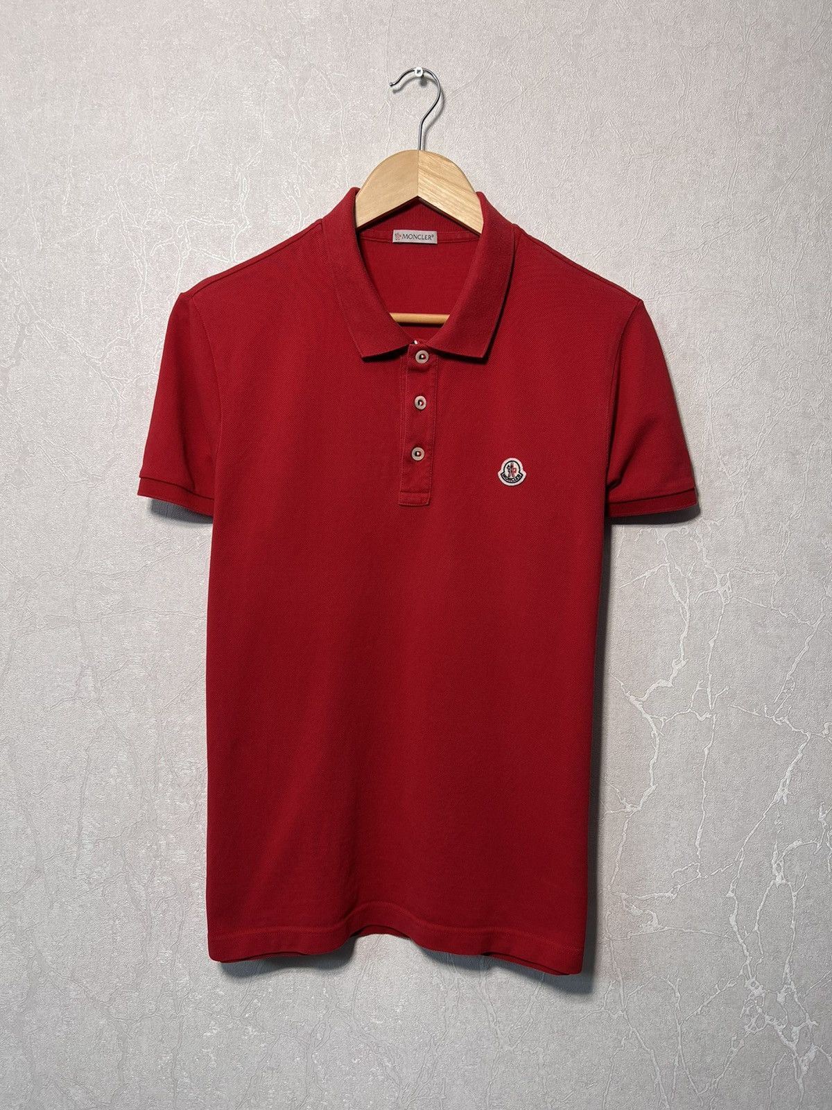 image of Moncler Polo Manica Corta in Red, Men's (Size Large)