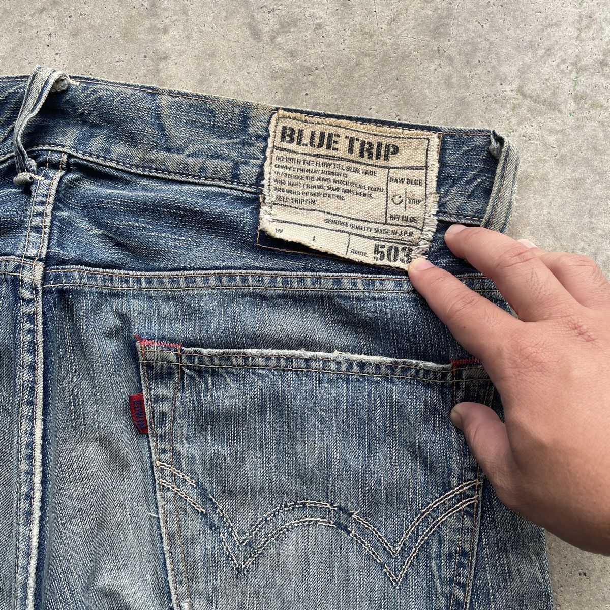 Japanese Brand W37 Vintage Edwin Faded Distressed Jeans Baggy Denim Pants Size US 37 - 9 Thumbnail