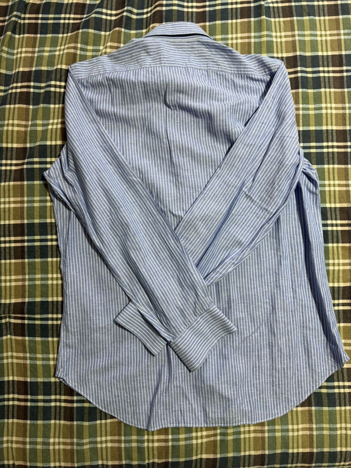 Cesare Attolini Cesare Attolini Blue Stripped linen Shirt Size US L / EU 52-54 / 3 - 2 Thumbnail