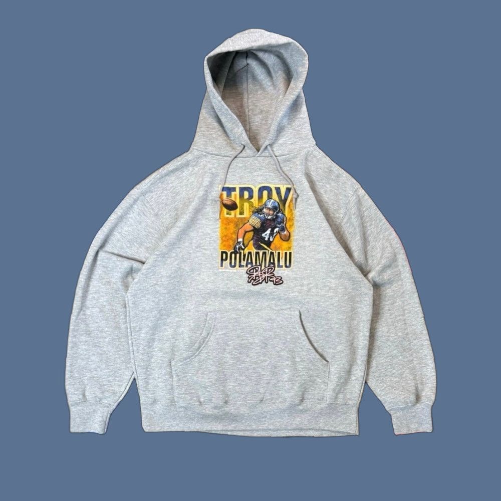 Vintage VINTAGE Troy Palamalu Pittsburgh Steelers Hoodie Sweatshirt L Gray North Creek Traders Hoodie Mens Pullover Long Sleeve Drawstring Sports 2009 Size US L / EU 52-54 / 3 - 1 Thumbnail