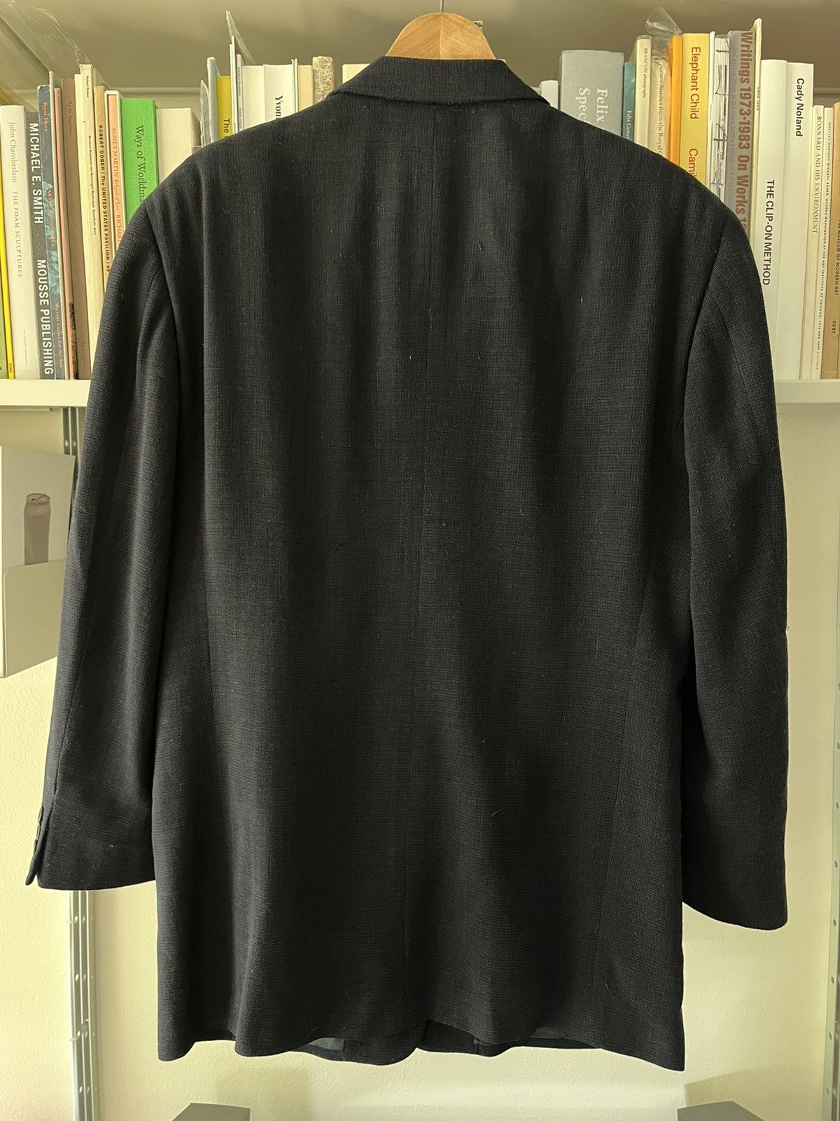 Giorgio Armani Vintage 90s Giorgio Armani Collezioni Woven Wool Navy Jacket Size 40R - 3 Thumbnail