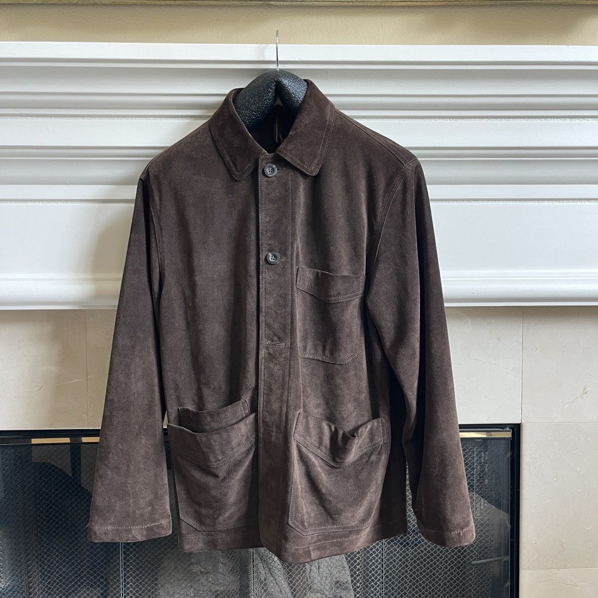 Drake's Drake’s Brown Heavyweight Suede Five-Pocket Chore Jacket Size US M / EU 48-50 / 2 - 1 Thumbnail