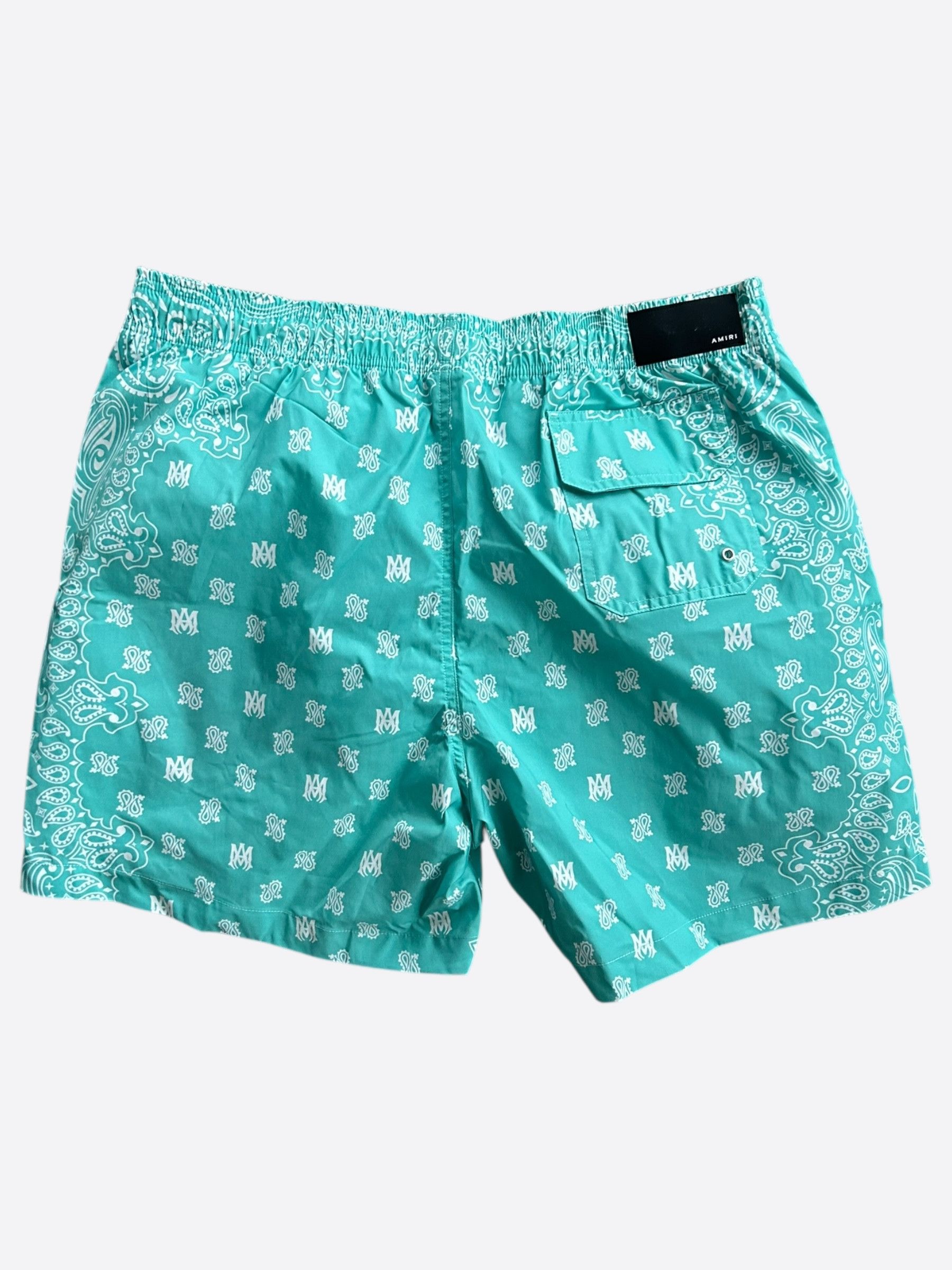 Amiri Amiri Blue & White MA Logo Paisley Swimshorts Size US 40 / EU 56 - 2 Thumbnail