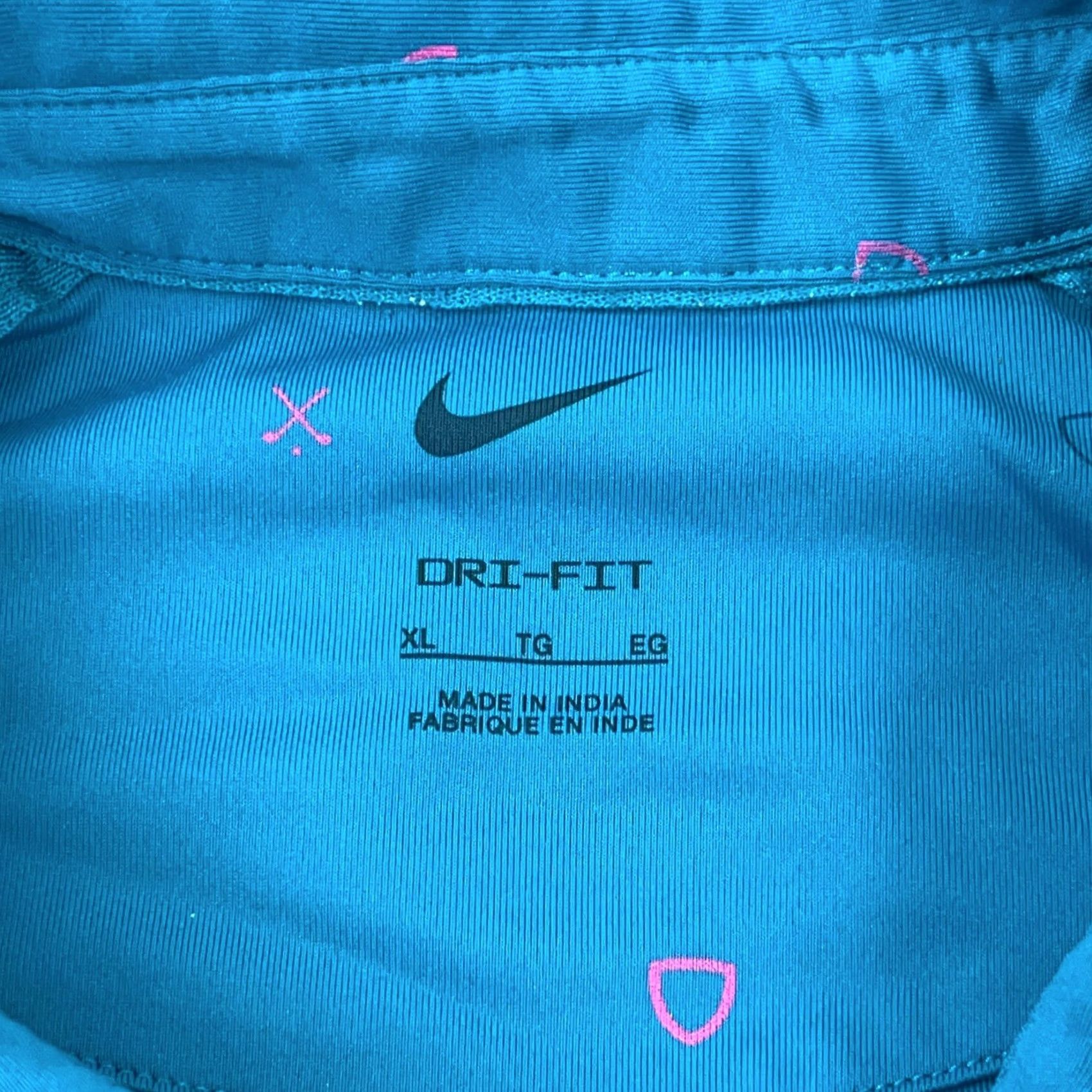 Nike Nike Golf Polo Shirt Men XL Teal Blue Dri-Fit Standard Geometric Spotted Wicking Size US XL / EU 56 / 4 - 3 Thumbnail
